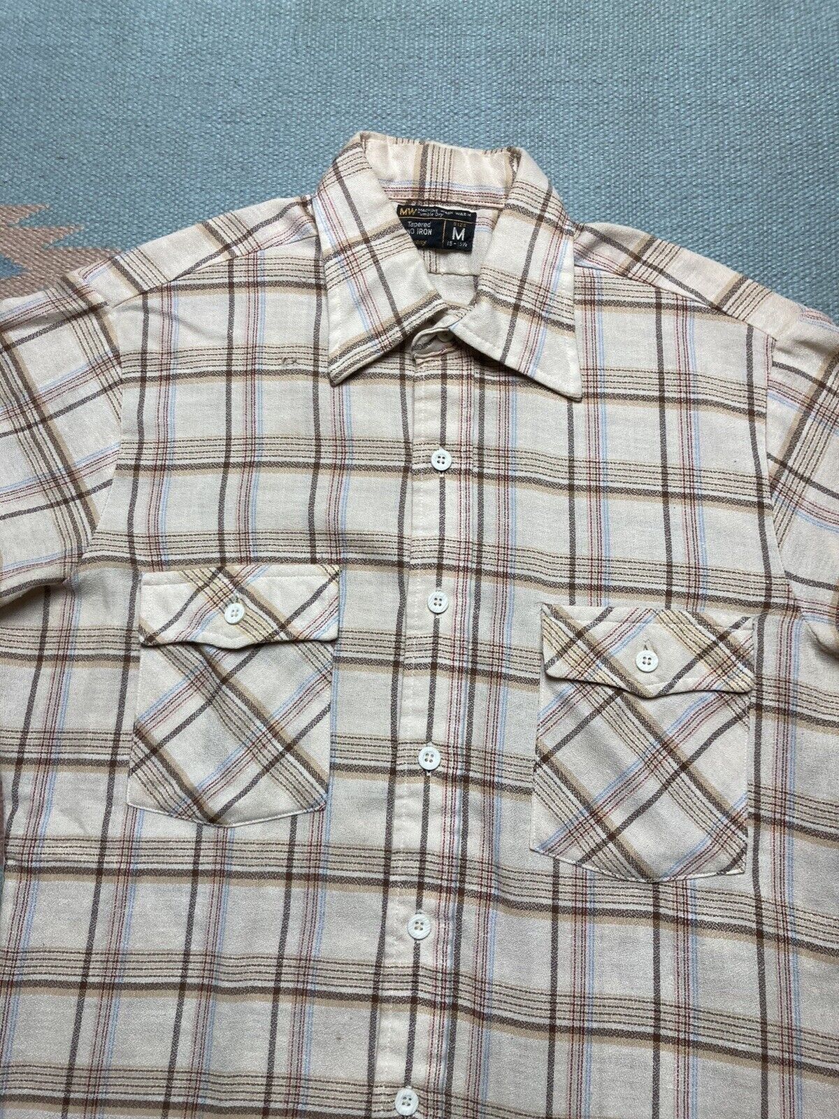 JCPenney × Vintage VTG 70s JCPenney plaid shirt soft knit polyester? medium Size US M / EU 48-50 / 2 - 2 Thumbnail
