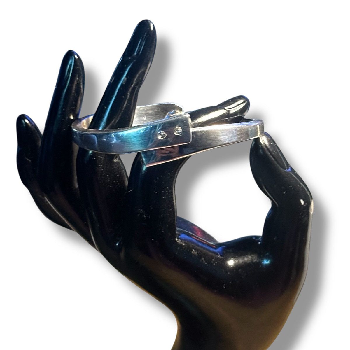 Vintage Vintage sterling silver plated hinged clamper bangle bracele Size ONE SIZE - 3 Thumbnail