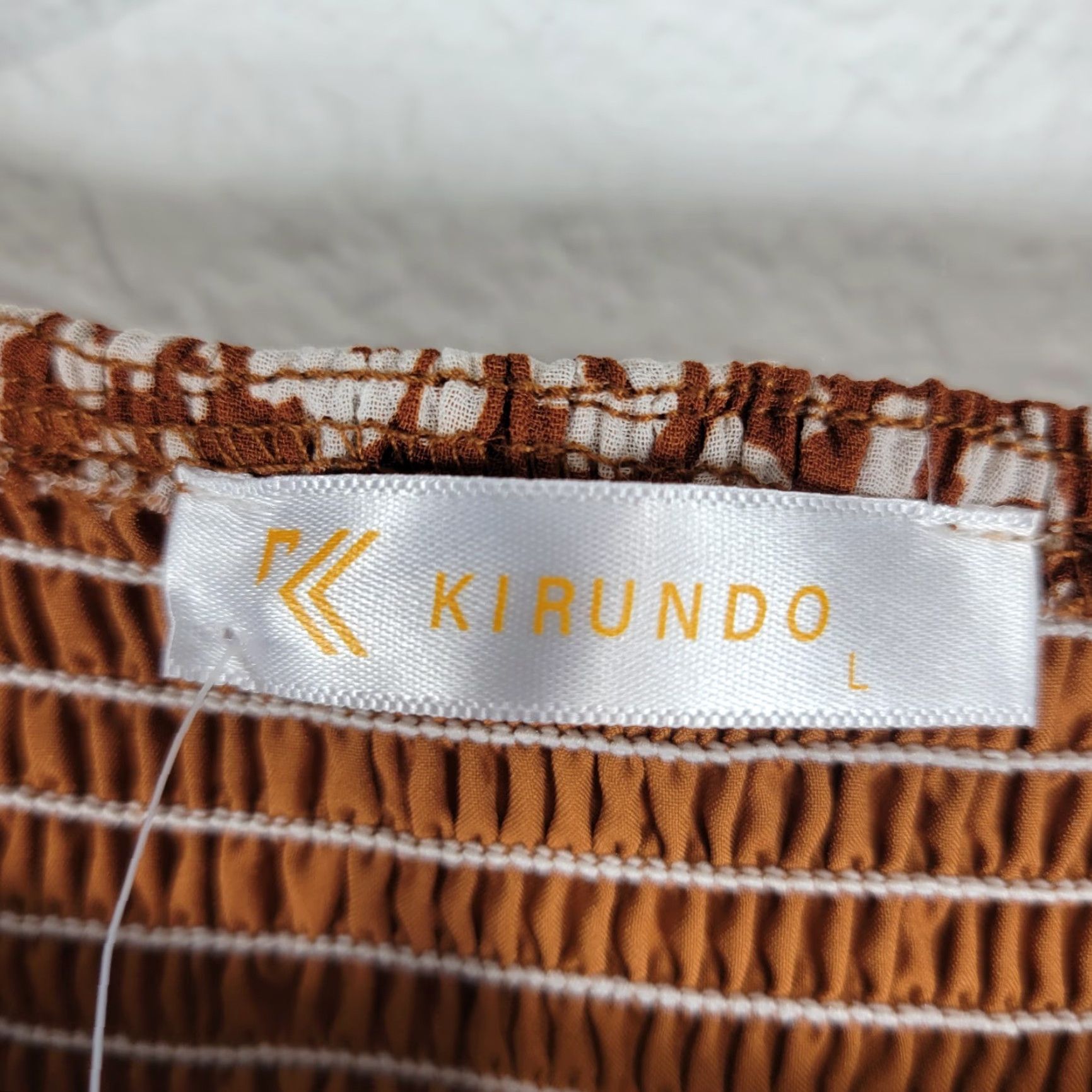 Vintage Kirundo Brown White Cigarette Dress Fit & Flare Knee Length Lightweight Sz L NWT Size L / US 10 / IT 46 - 3 Thumbnail