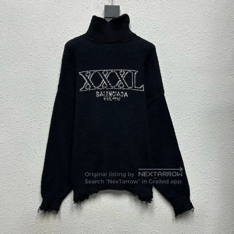 Balenciaga Balenciaga Distressed high-neck knit sweater Size US S / EU 44-46 / 1 - 1 Thumbnail