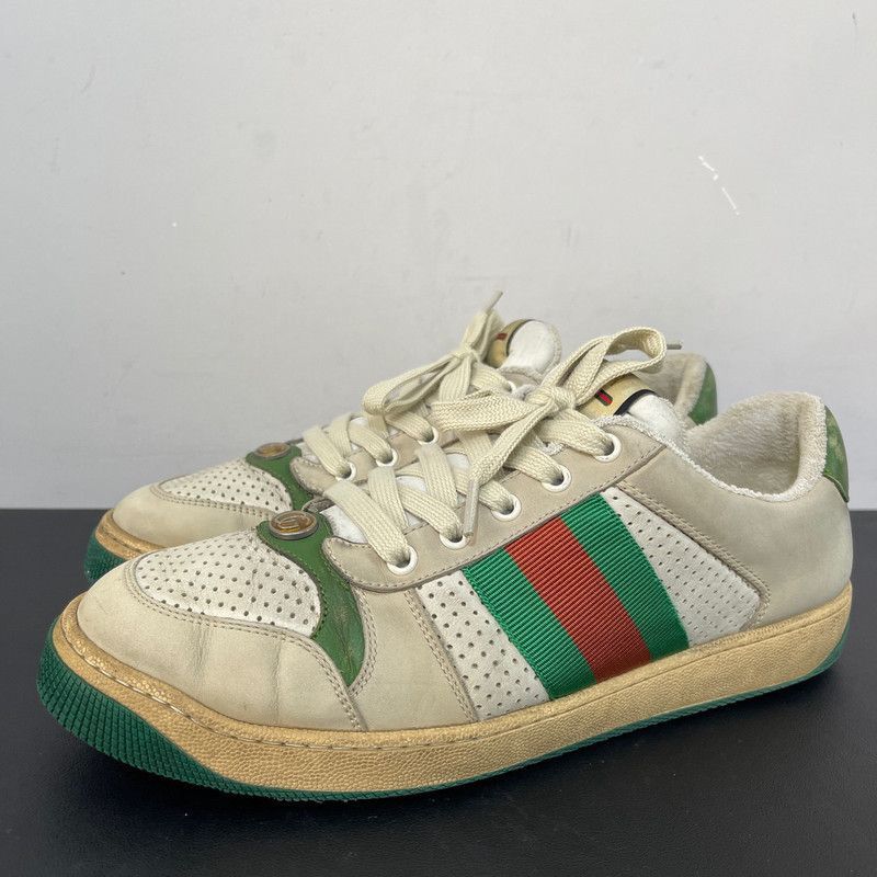 Gucci Gucci Screener Distressed Sneakers in Gray-Green - Size US 9 / EU 42 - 1 Thumbnail