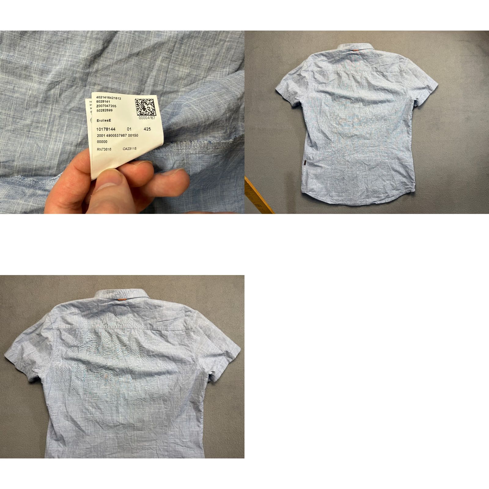 Hugo Boss Hugo Boss Blue button-up shirt Short Sleeve Mens L Size US L / EU 52-54 / 3 - 8 Thumbnail