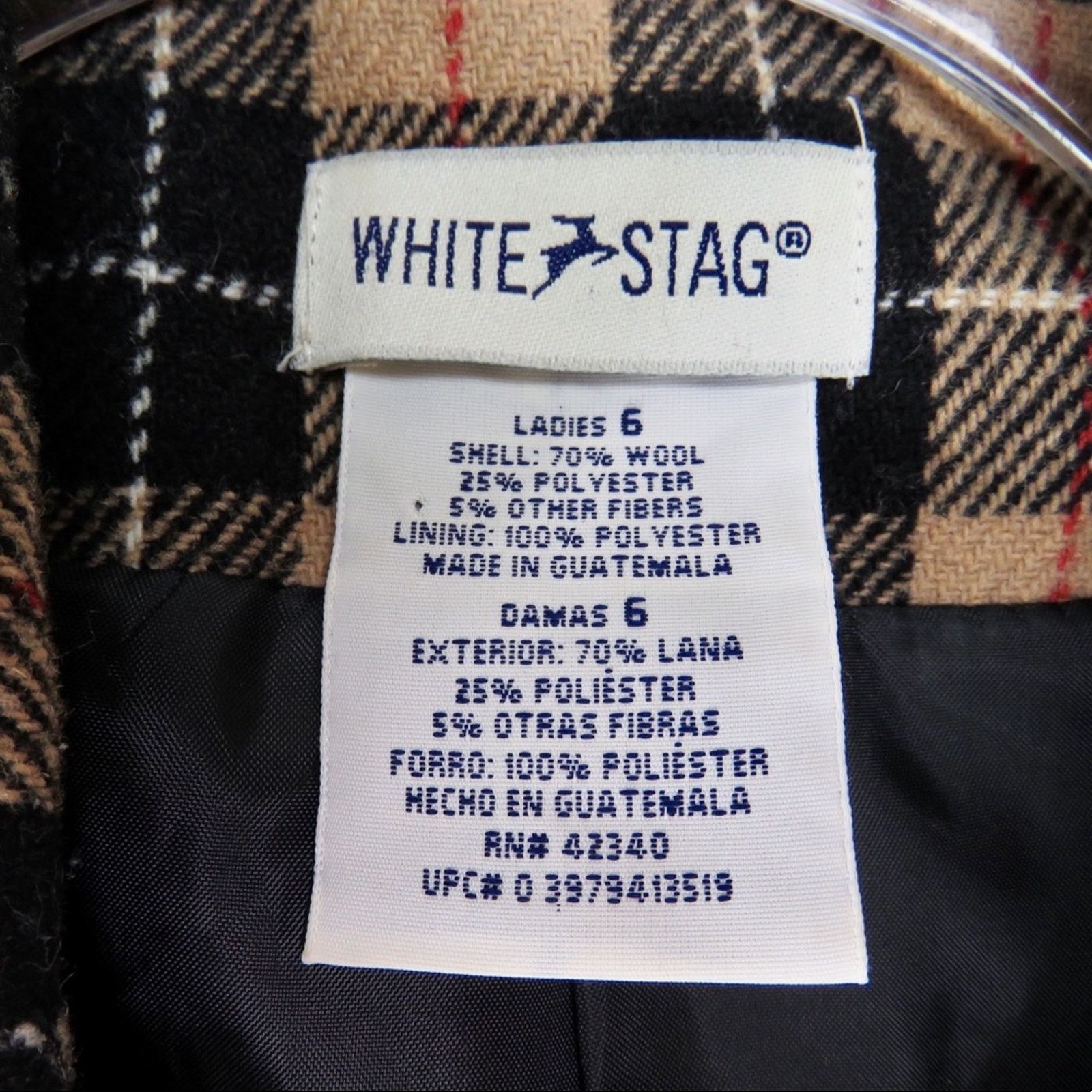 Vintage 90s White Stag Vintage Jacket Tan Black Plaid Wool Small Size S / US 4 / IT 40 - 3 Thumbnail