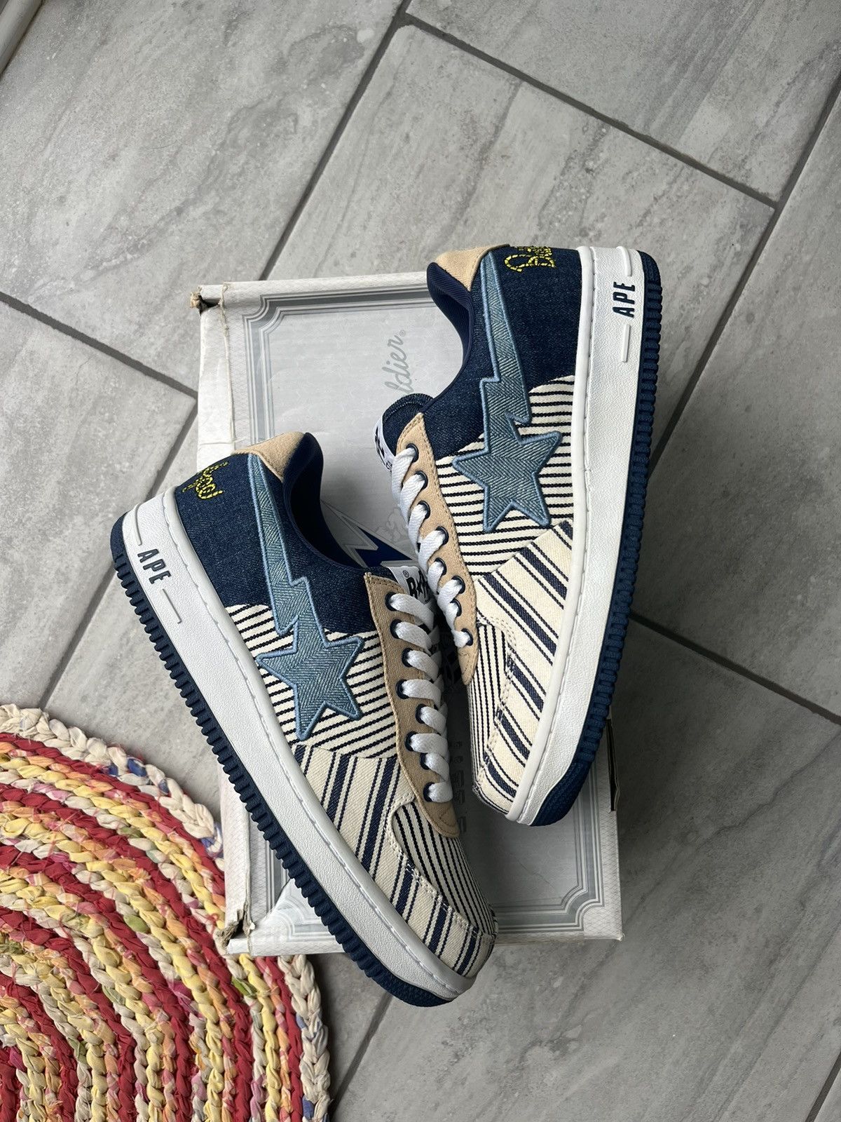 Bape Rare Nigo A Bathing Ape Bapesta Denim 3 2008 Size US 9.5 / EU 42-43 - 4 Thumbnail