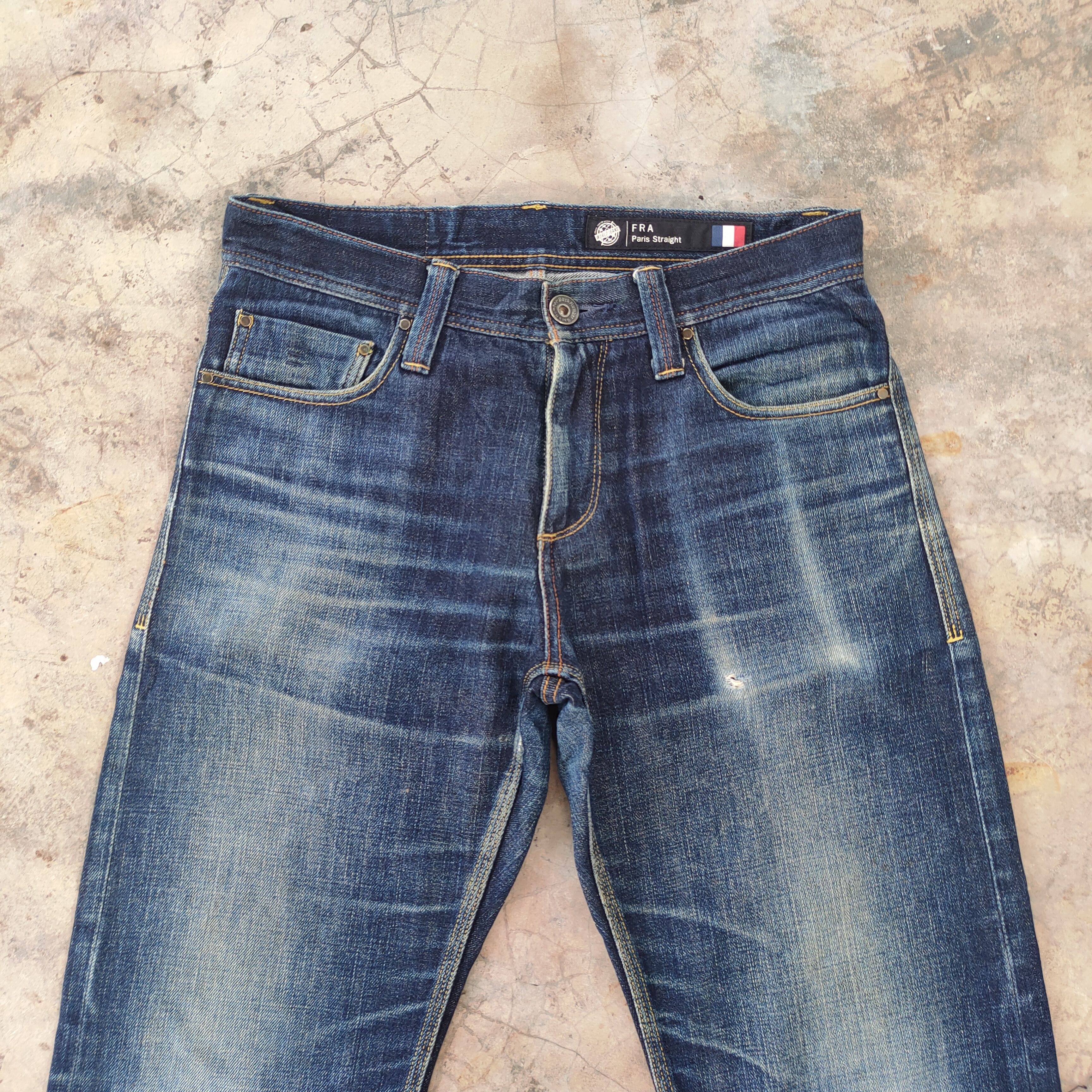 Jean W32 VINTAGE BACK NUMBER RIPPED FADED JEANS DENIM PANTS Size US 32 / EU 48 - 2 Thumbnail