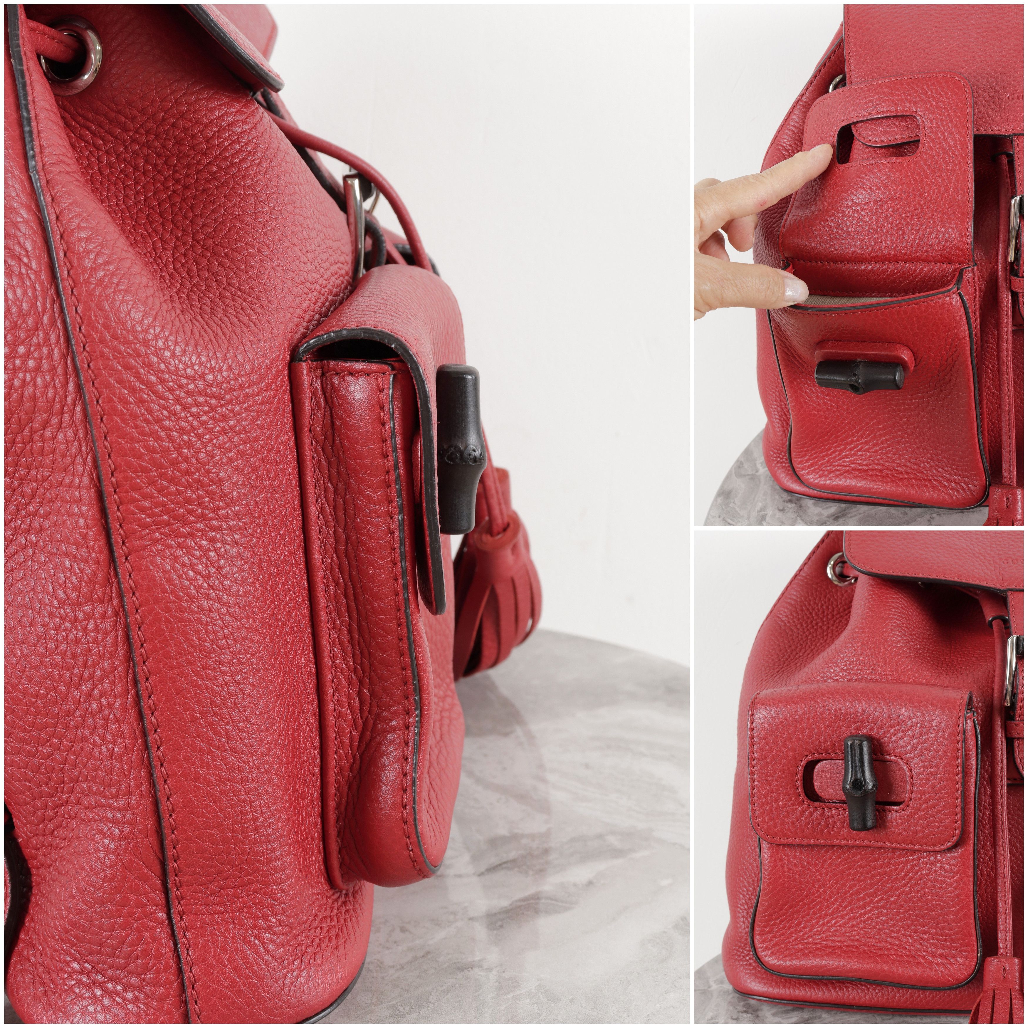 Gucci GUCCI Bamboo Tassel Leather Red Backpack Medium Size ONE SIZE - 10 Thumbnail