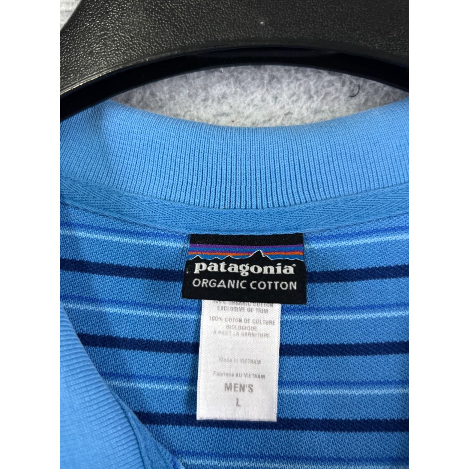 Patagonia Patagonia Polo Shirt Mens Large Blue Stripe 100% Cotton Knit Short Sleeve Golf Century Size US L / EU 52-54 / 3 - 3 Thumbnail