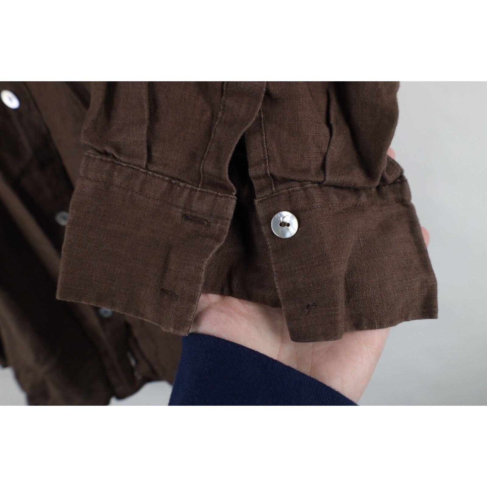 Vintage Vintage 90s Lagenlook Linen Oversized Collared Button Shirt Size XXL / US 16-18 / IT 52-54 - 4 Thumbnail
