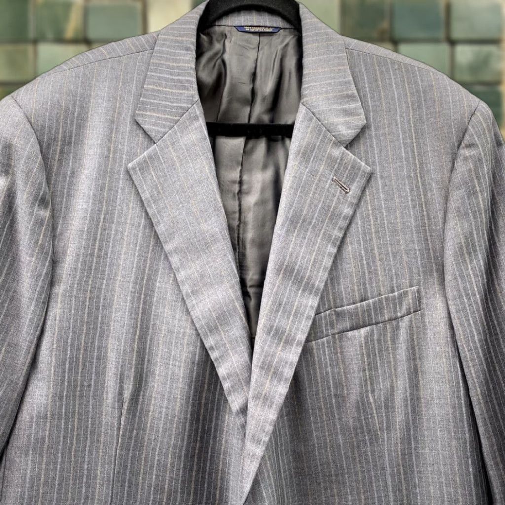 Brooks Brothers Brooks Brothers Blazer Men 46L Gray Pinstripe Hand Tailored Wool Corpcore Size 46R - 1 Thumbnail