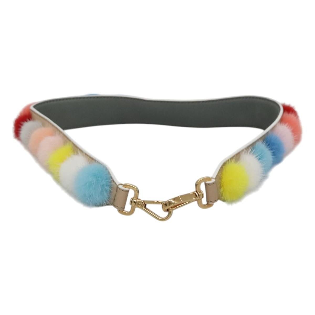 Fendi Fendi Pom Pom Strap You Shoulder Strap Leather and Fur Size ONE SIZE - 1 Thumbnail