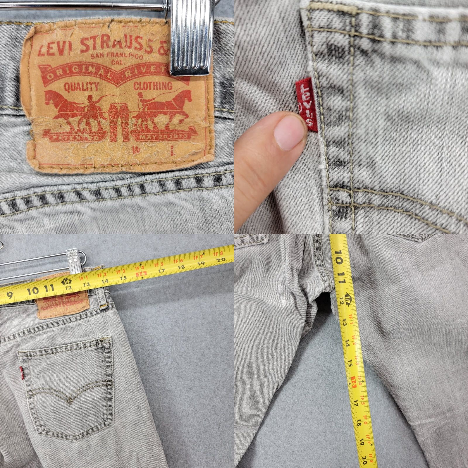 Levi's Levi's Jeans Mens 30x32 Gray Slim Fit Modern Western Denim Straight 5-Pocket Jeans Slim Sh fit Mens 90s City Pattern Solid Medium Wash Gray Size US 30 / EU 46 - 8 Thumbnail