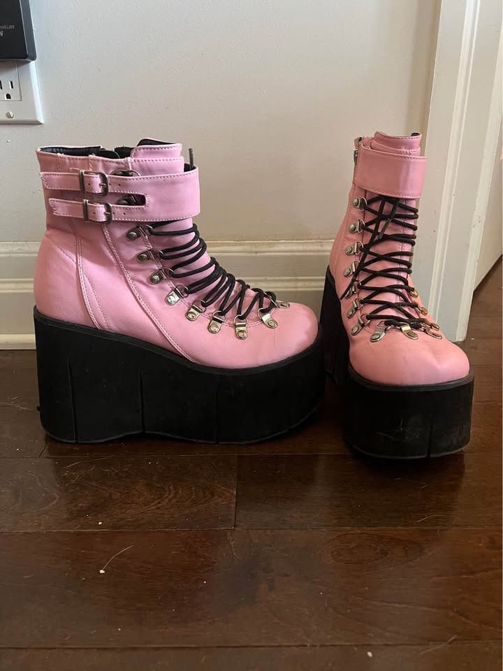 Demonia Cult Pink & Black Demonia Platforms Size US 10 / IT 40 - 4 Thumbnail