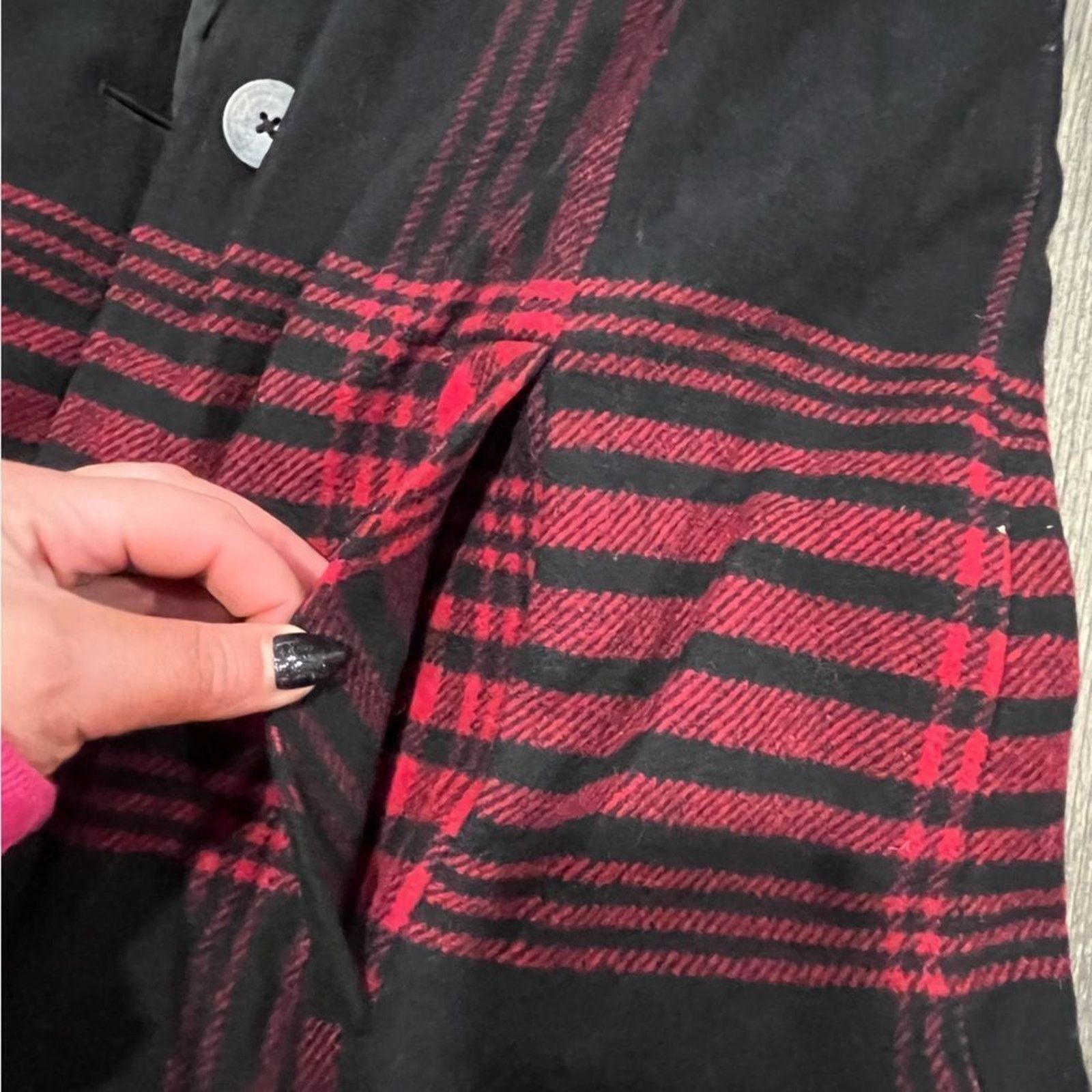 Vintage J. Jill Womens Peacoat Jacket Plaid Button Front Wool Sz XS Size XS / US 0-2 / IT 36-38 - 5 Thumbnail