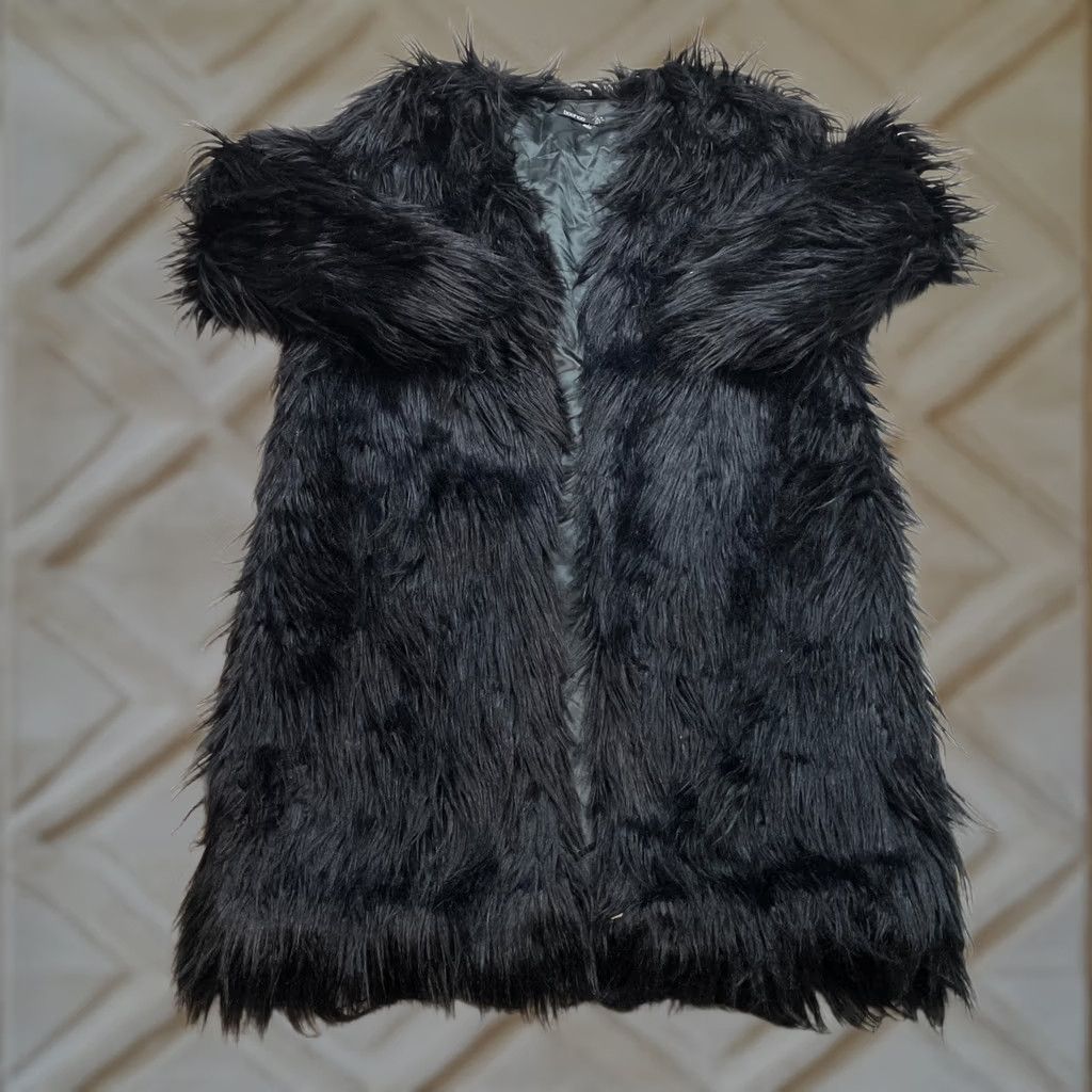 Boohoo VINTAGE Boohoo Faux Fut Coat Womens 8 Black Long Sleeve Fuzzy Soft Polyester Overcoat Size M / US 6-8 / IT 42-44 - 1 Thumbnail