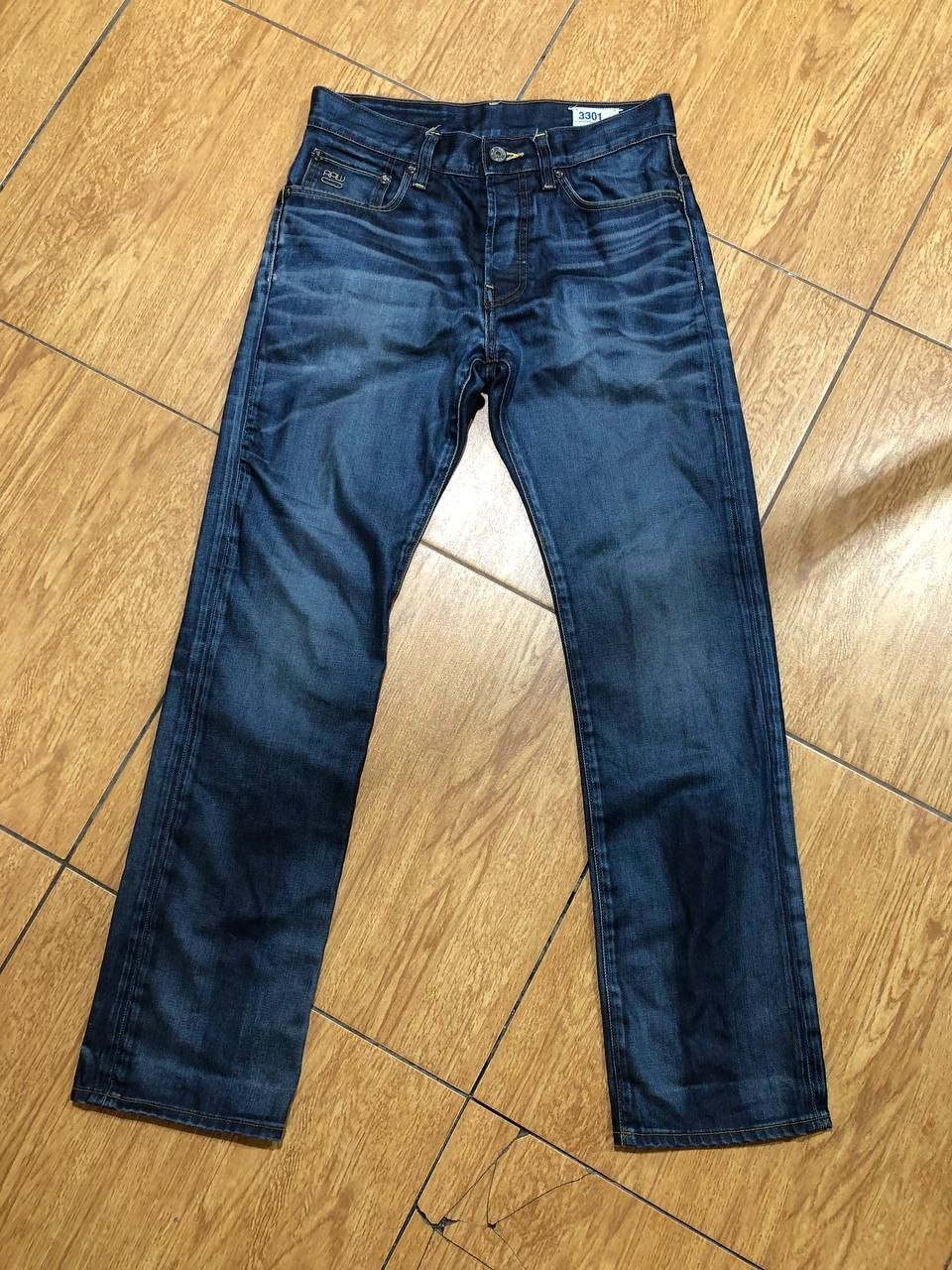 G-Star G Star Raw 3301 Jeans Straight Fit Distressed Y2K Denim Rare Size US 30 / EU 46 - 22 Thumbnail