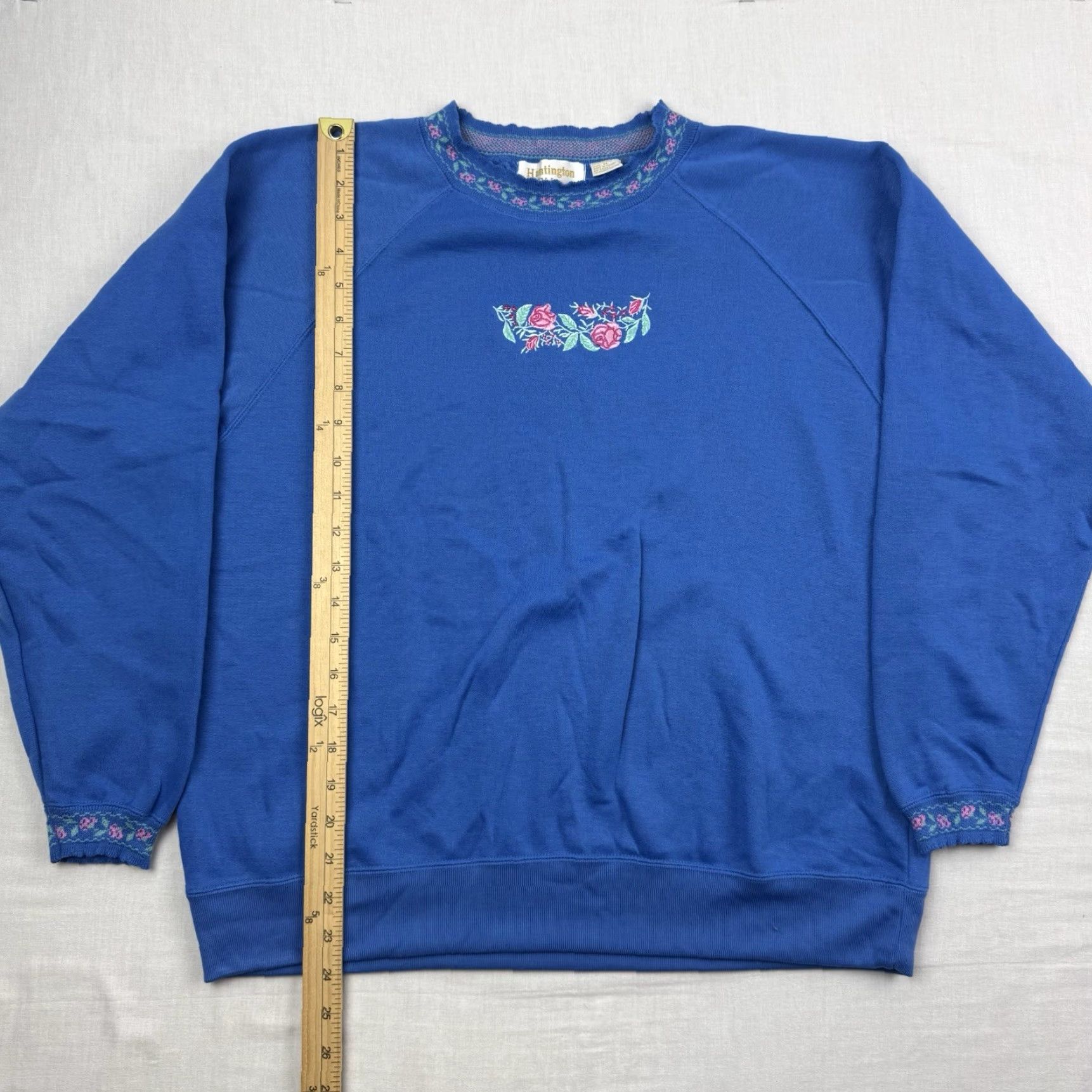 Vintage VINTAGE Huntington Ridge Womens Sweatshirt Crew Neck Long Sleeve Floral Blue 90s Activewear M Womens Size M / US 6-8 / IT 42-44 - 7 Thumbnail