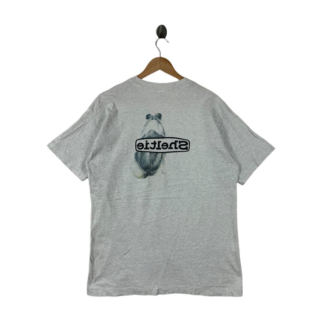 Fruit Of The Loom Vintage SHELTIE Dog art printed tee Size US L / EU 52-54 / 3 - 4 Thumbnail