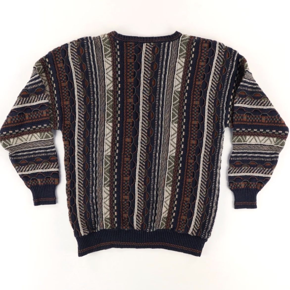 Croft & Barrow VTG Croft & Barrow Coogi Style Crobsy 3D Knit Striped Long Sleeve Sweater Men's L Size US L / EU 52-54 / 3 - 4 Thumbnail