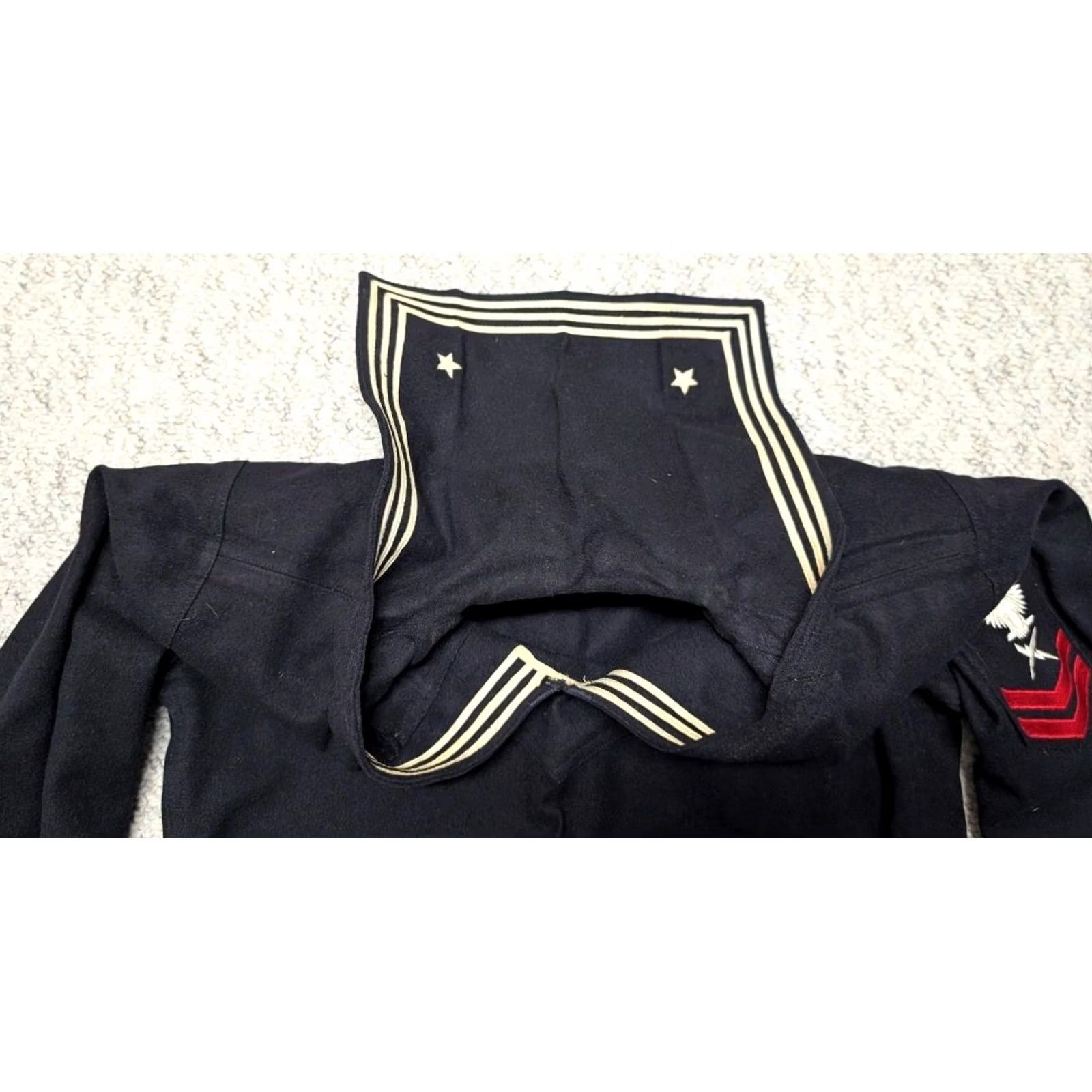 Vintage USN UNIFORM Shirt, US Navy, WWII Vintage Blue Wool Smock, SMALL, Men, Shirt-Jacket, 38 Chest, 1940s, Blue Mens Smock Shirt Size US S / EU 44-46 / 1 - 2 Thumbnail