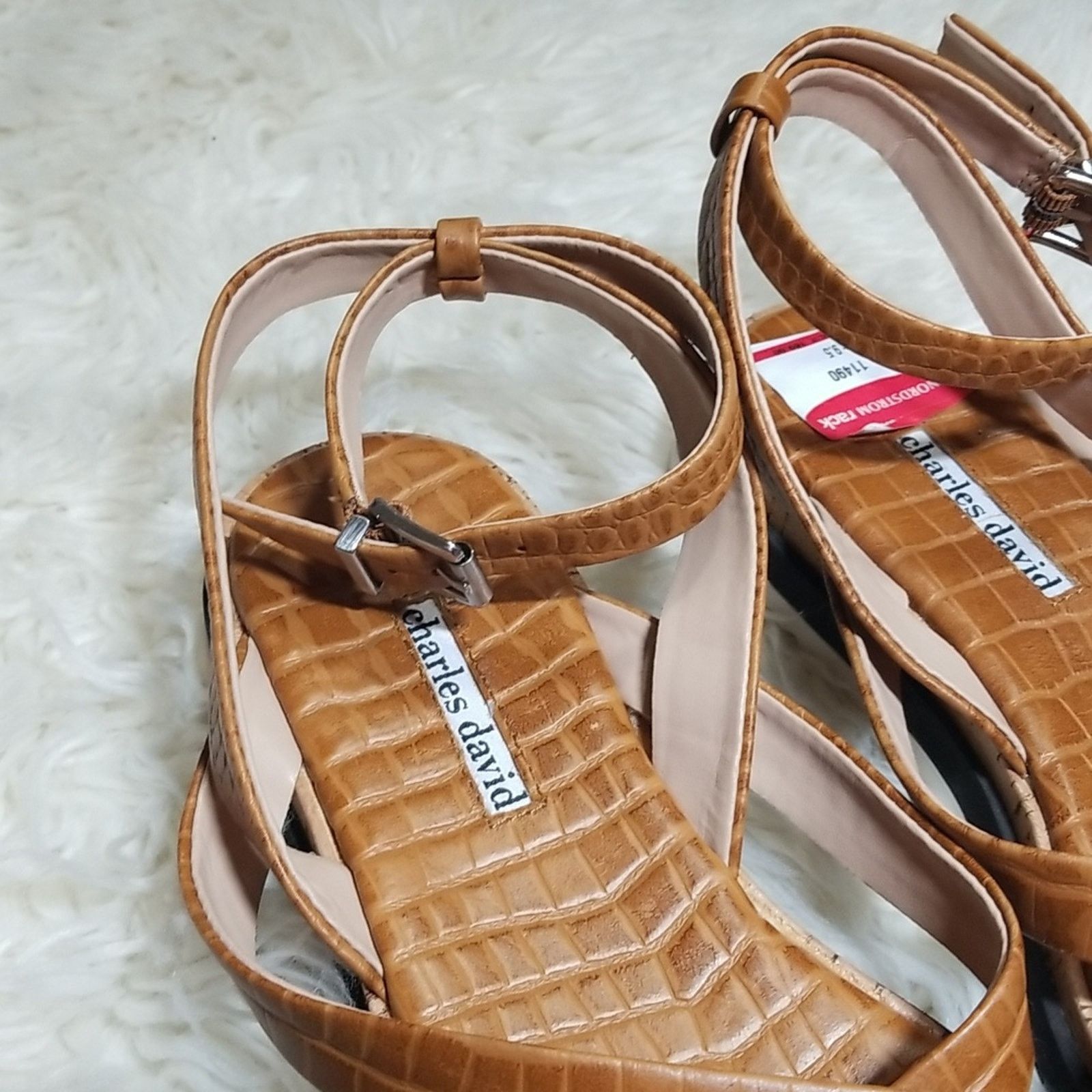 Other Charles David Chance Sandal Reptile Embossed Brown Leather Size US 9.5 / IT 39.5 - 4 Thumbnail