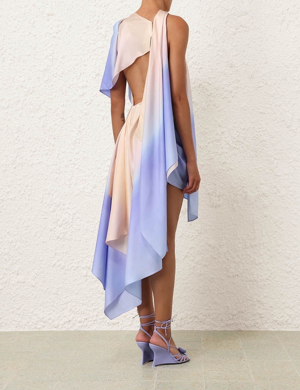 Zimmermann oc11z0525 Scarf Mini Dress in Blue & Beige Size S / US 4 / IT 40 - 4 Thumbnail