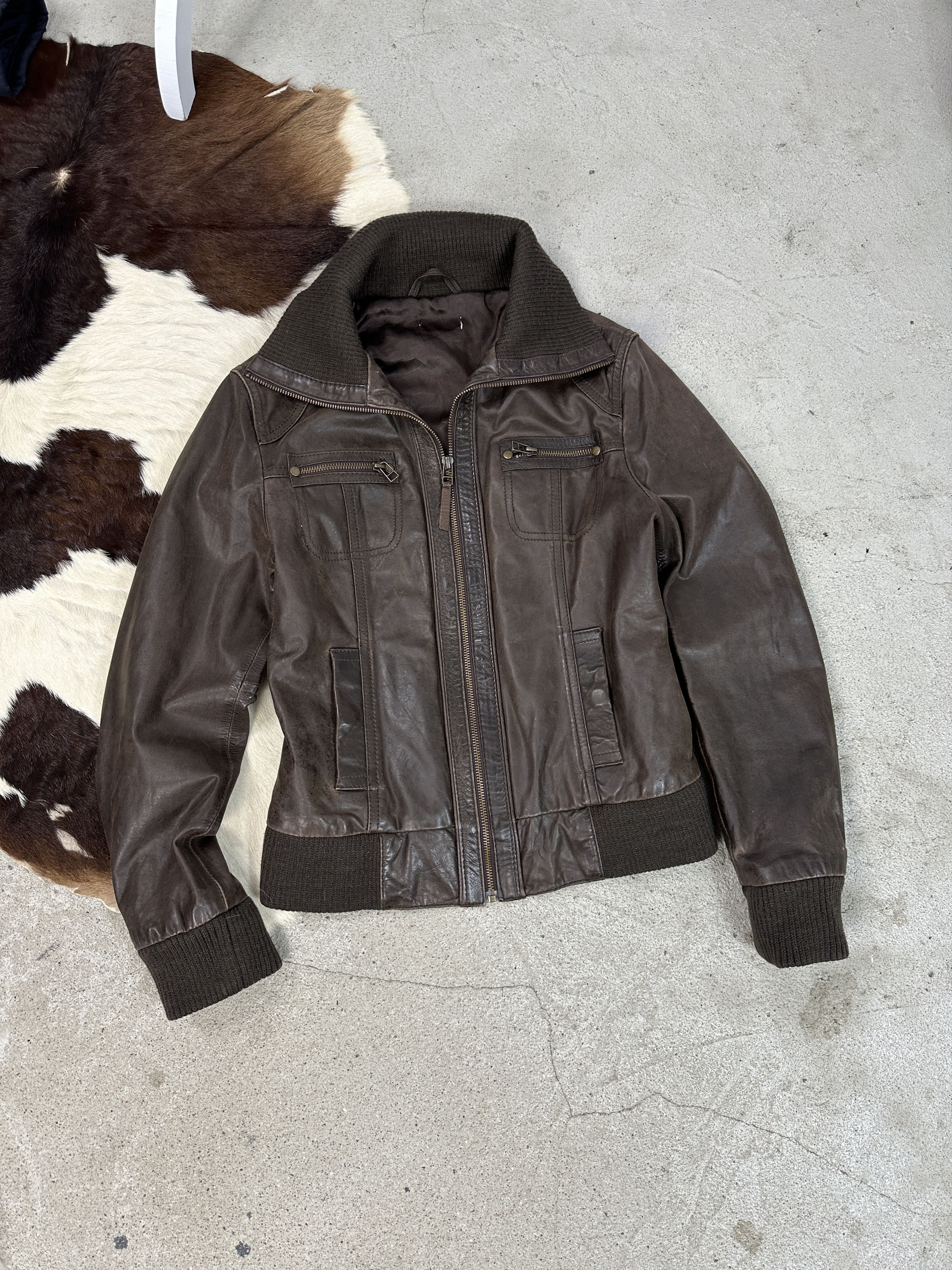 Vintage Vintage Mocha Brown Moto Biker Leather Jacket 00s Size US M / EU 48-50 / 2 - 2 Thumbnail