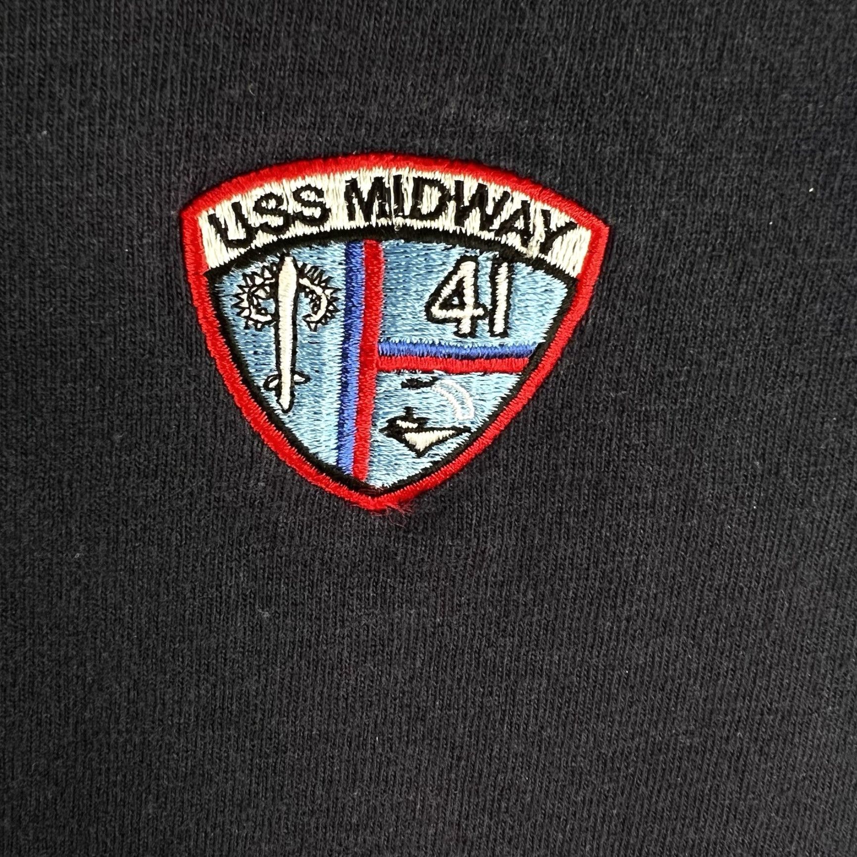 Anvil Vintage Navy Blue USS Midway Embroidered Henley Sweatshirt Adult XL Men’s Nautical Graphic Print Heavyweight Size US XL / EU 56 / 4 - 3 Thumbnail