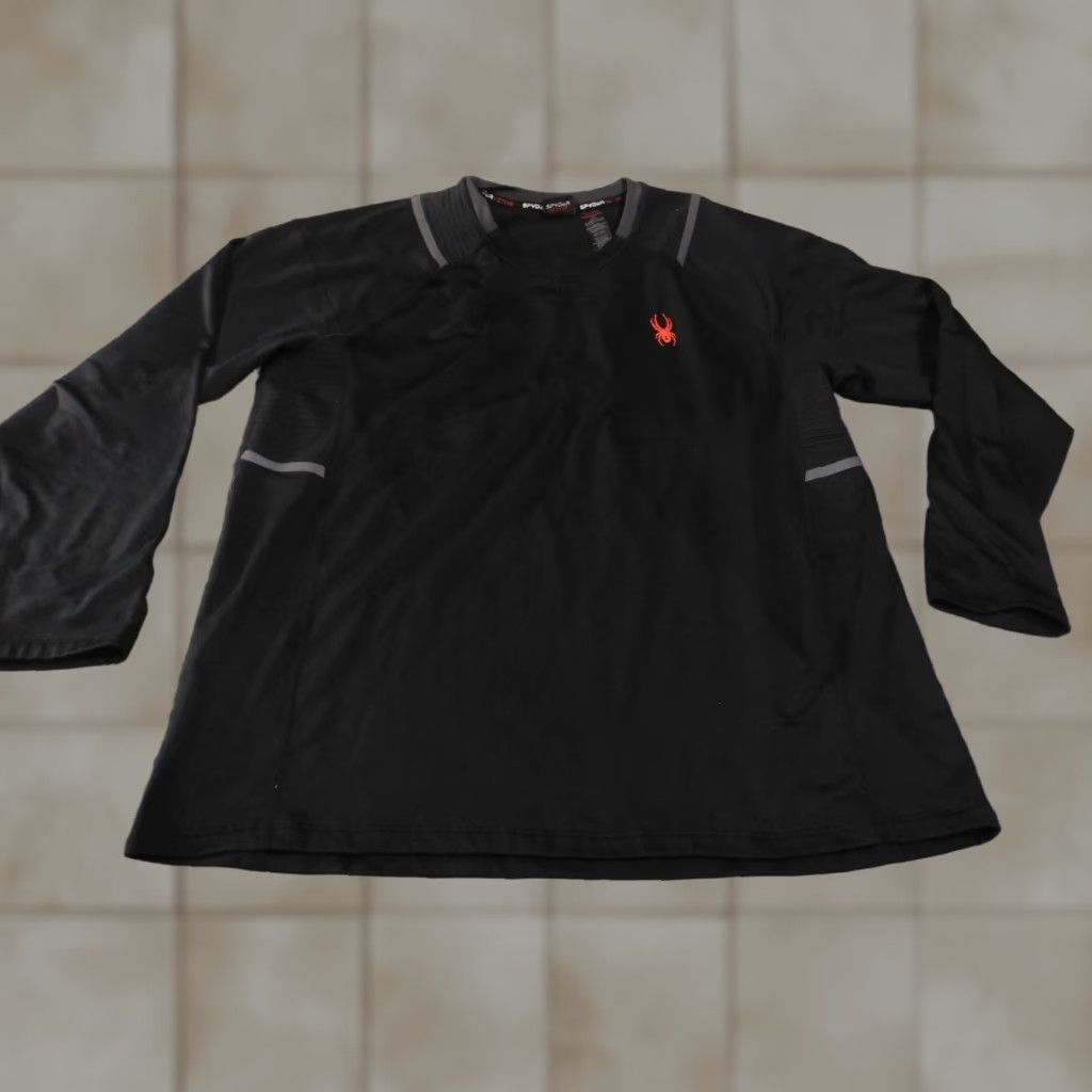 Spyder Spyder Shirt Mens Large Active Black Performance Stretch Logo Extreem T-Shirt Long Sleeve Round Neck Button-Down Knit Polyester Regular Mens Size US L / EU 52-54 / 3 - 1 Thumbnail