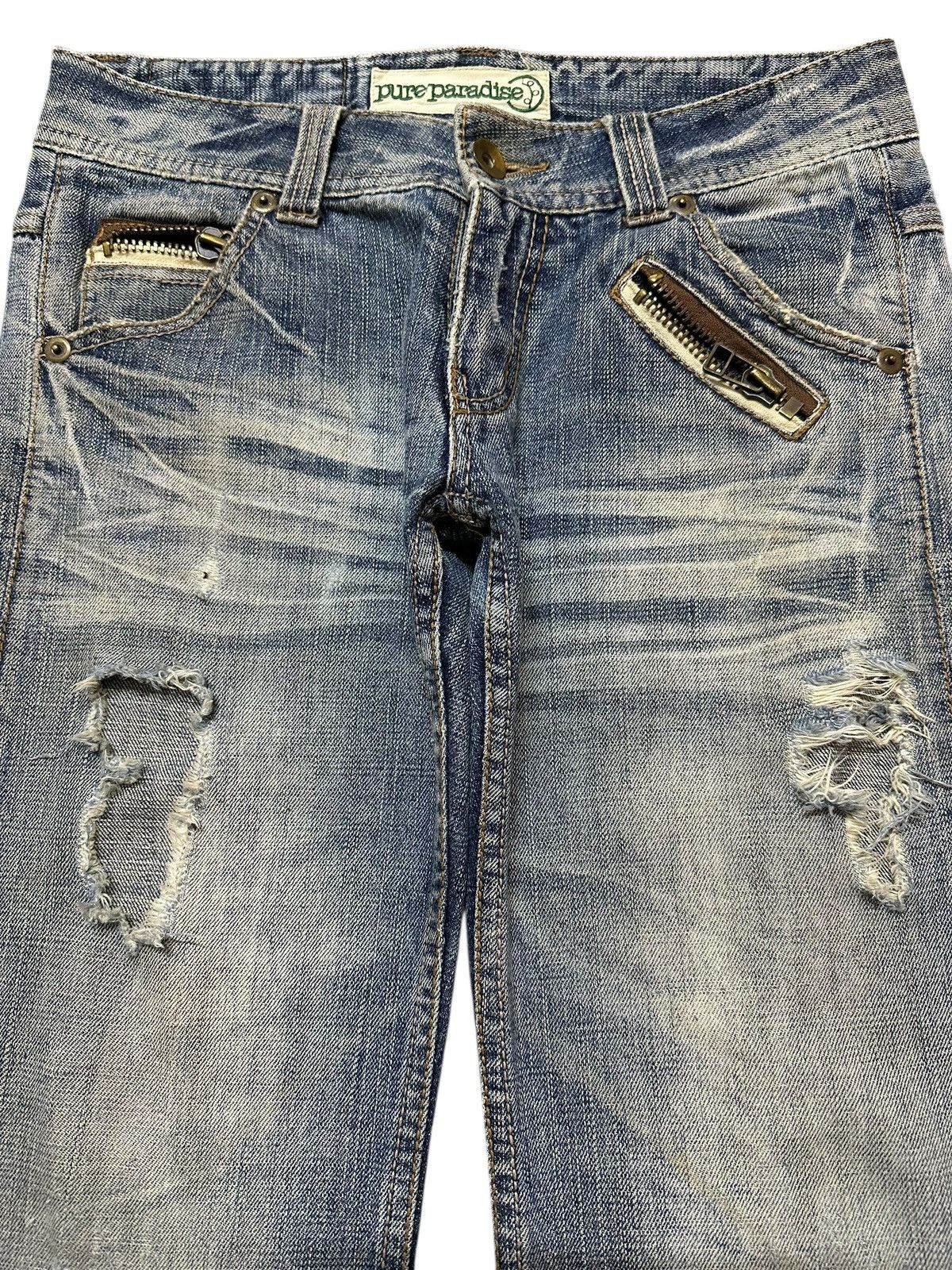 If Six Was Nine Vintage Japanese Selvedge Faded Wash Distress Baggy Jeans Size US 31 - 4 Thumbnail