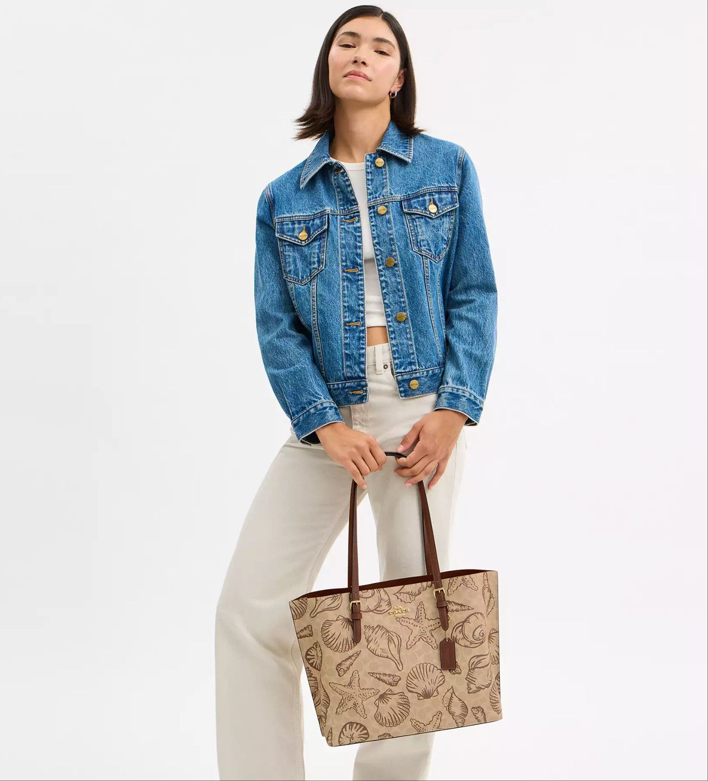 Coach Mollie Tote Bag In Signature Canvas With Shell Print CBH64 Size ONE SIZE - 10 Thumbnail