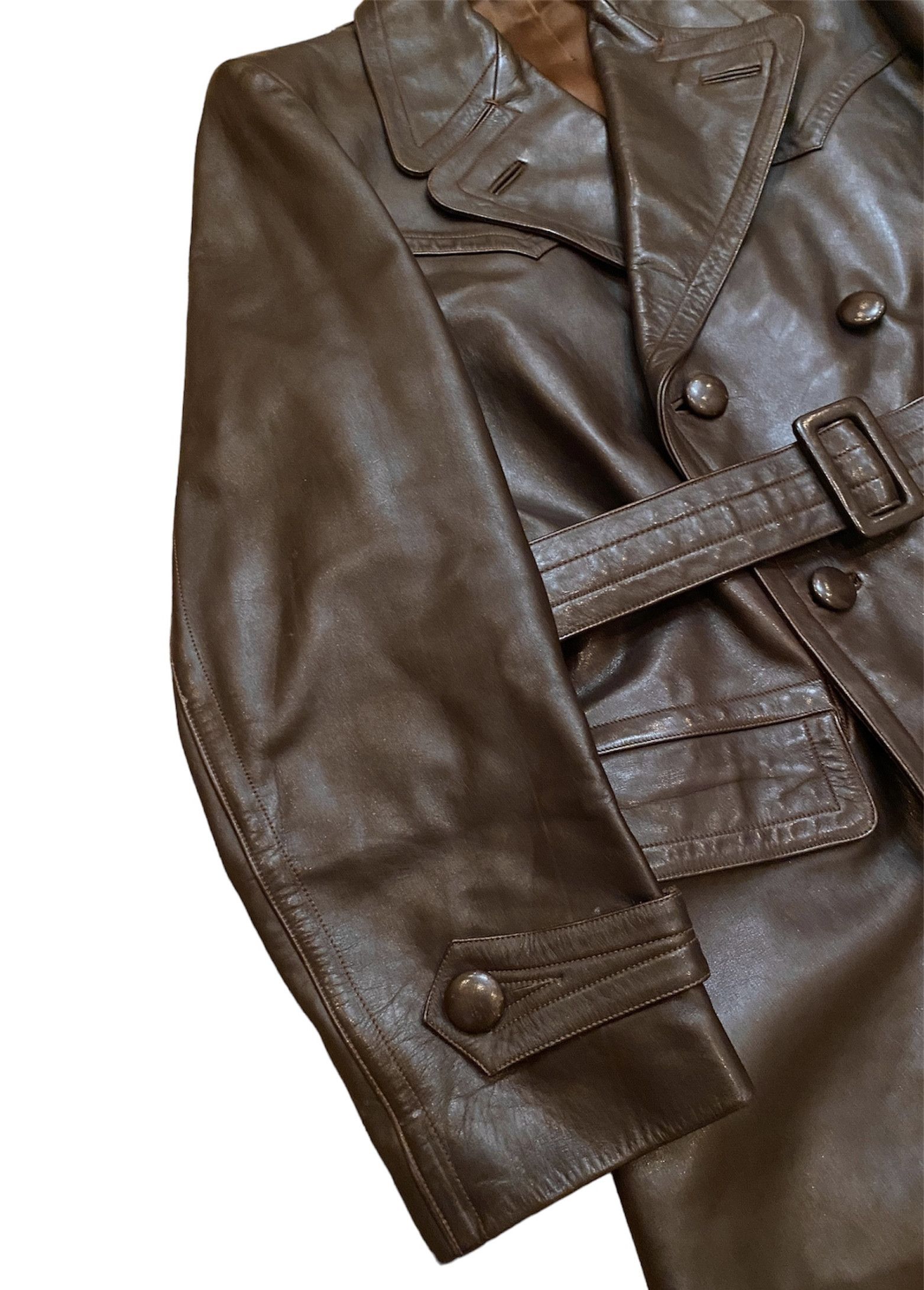 Vintage Retro Military WW2 German Luftwaffe Motorcycle Leather Coat Size US L / EU 52-54 / 3 - 6 Thumbnail