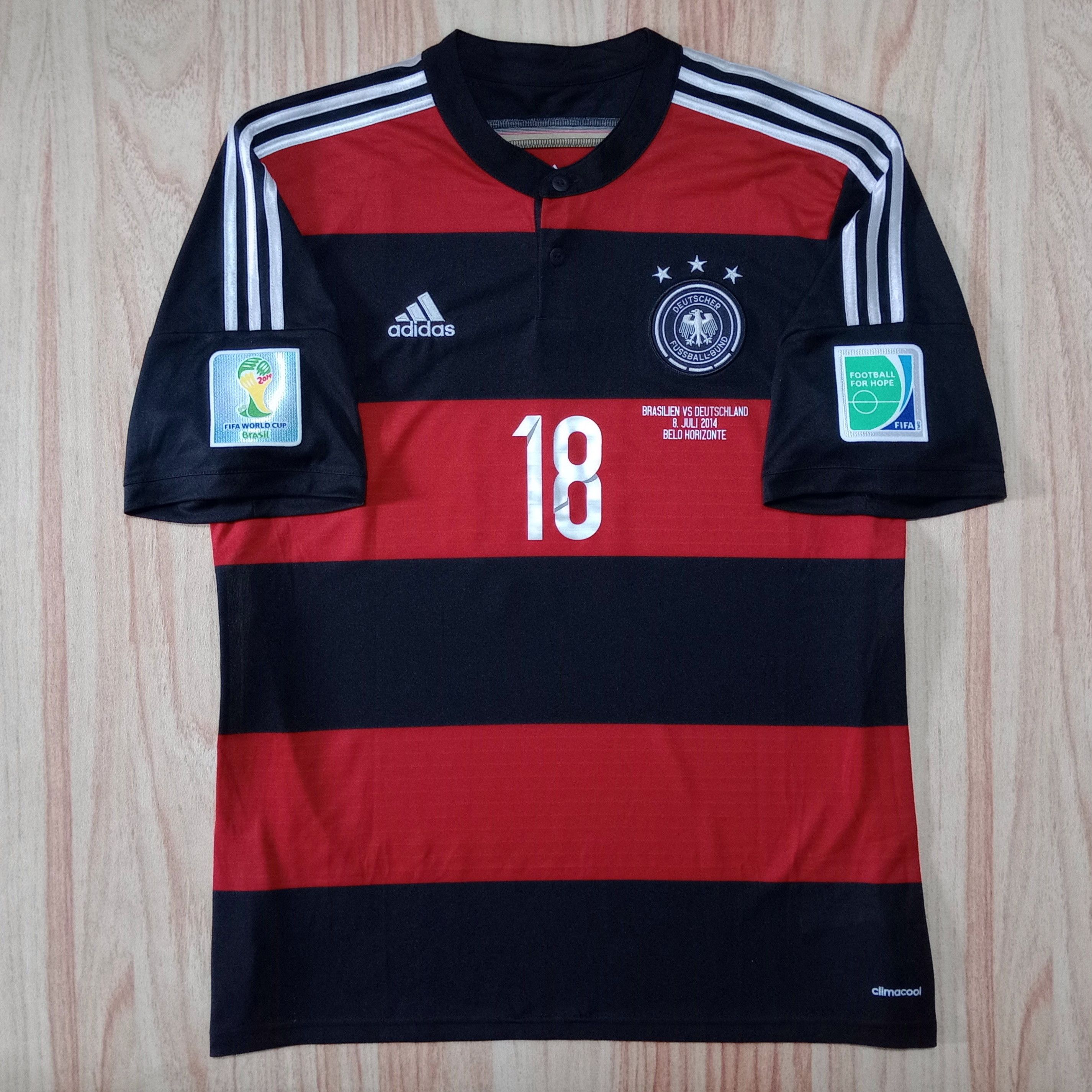 image of Adidas x Soccer Jersey Germany World Cup 2014 Away Jersey Toni Kroos 18 in Red Black (Size XL)