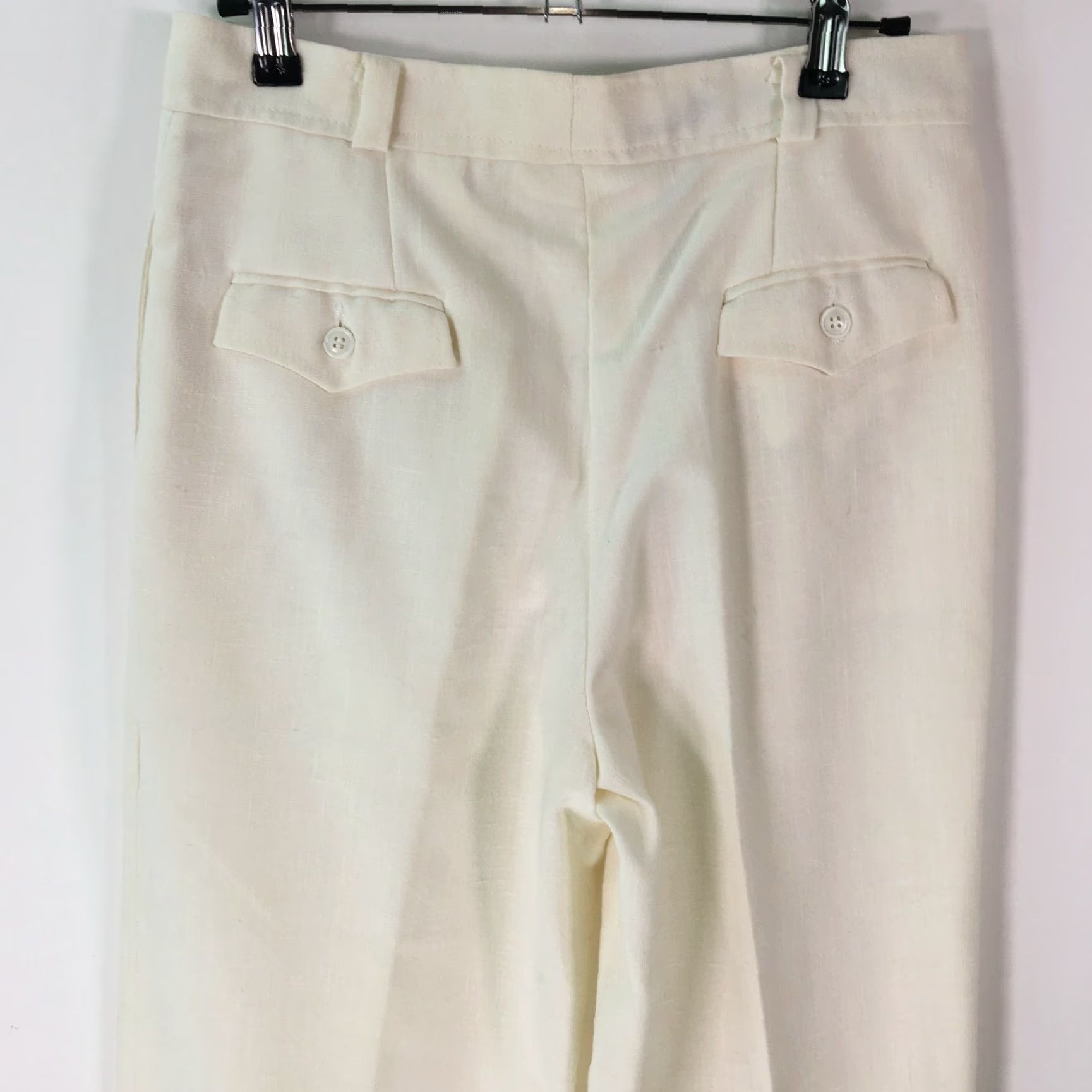 Vintage VINTAGE Romana Womens Pleated Front Straight Leg White Casual Dress Pant Size 11 Size 28" / US 6 / IT 42 - 4 Thumbnail