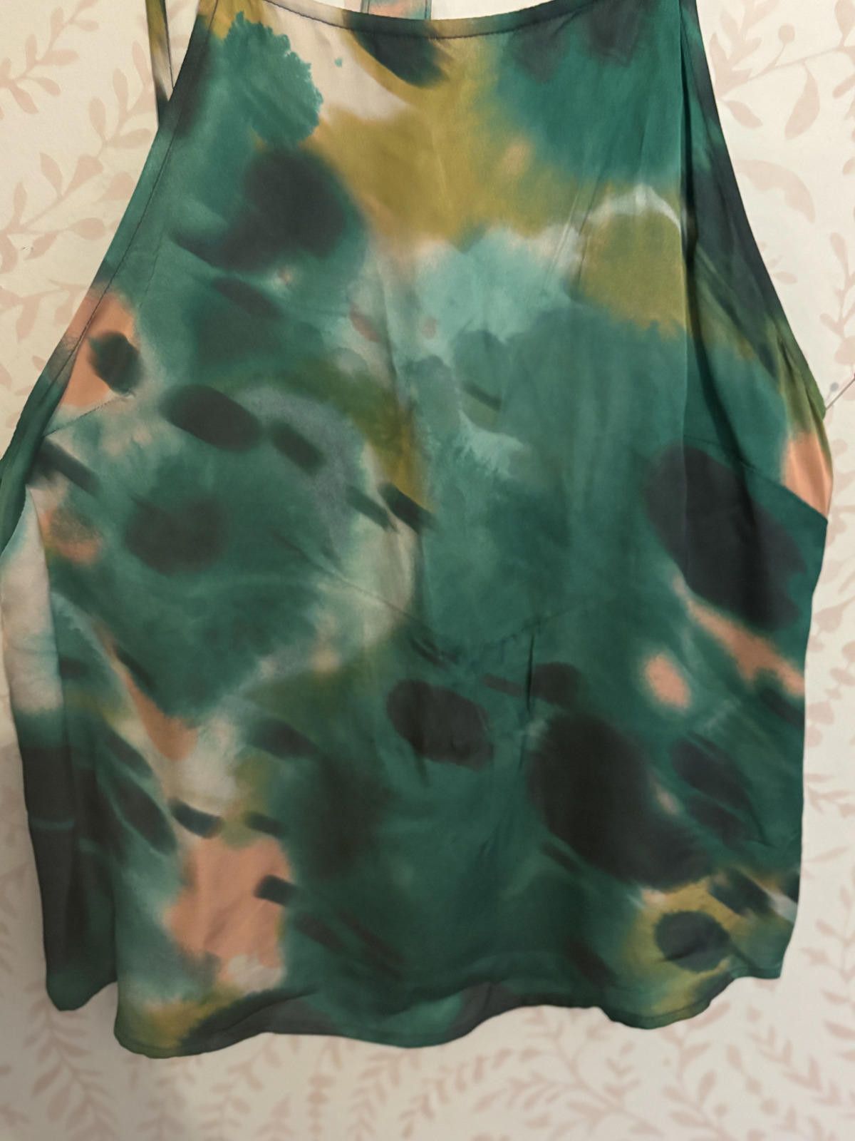 Other Anthropologie Silky Green Tie-Dye Tank Top with Strappy Back Size S / US 4 / IT 40 - 2 Thumbnail