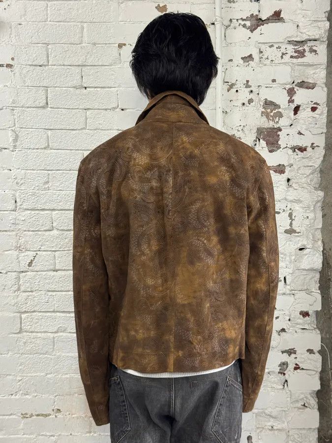 Roberto Cavalli 2000s Roberto Cavalli Brown Asian Dragon Leather Biker Jacket Size US L / EU 52-54 / 3 - 3 Thumbnail