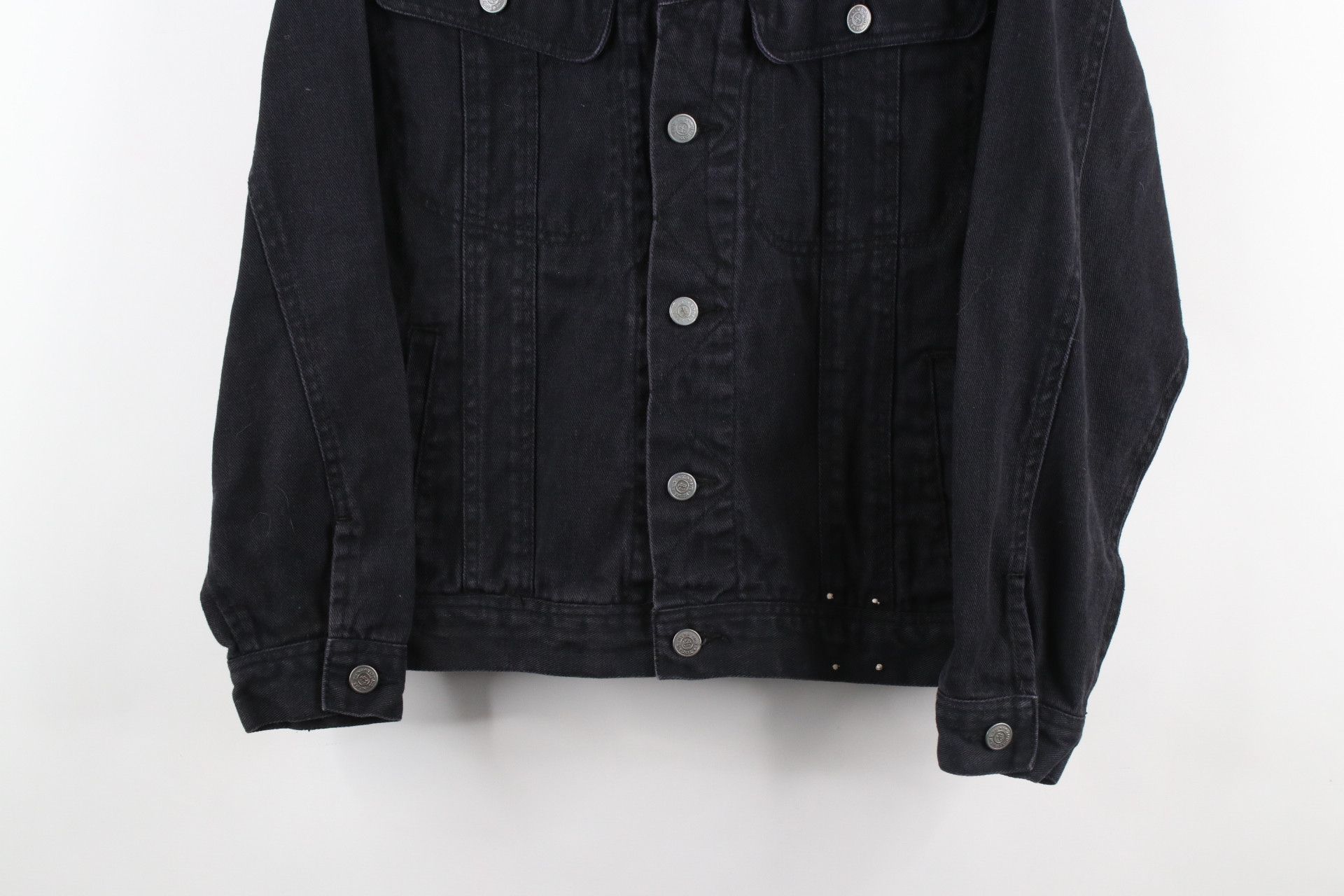 Vintage Vintage 90s Streetwear Faded Denim Jean Trucker Jacket Black Size US S / EU 44-46 / 1 - 3 Thumbnail