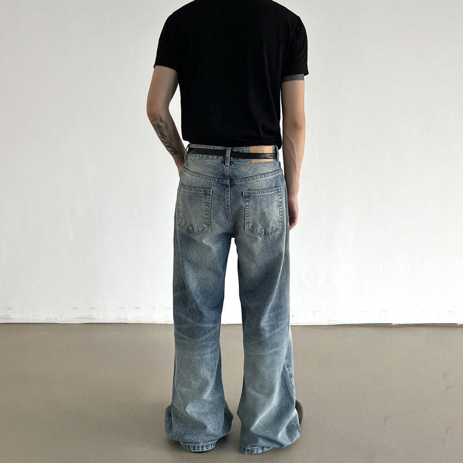 Jean Whiskered Loose Wide-Leg Jeans Size US 33 - 4 Thumbnail