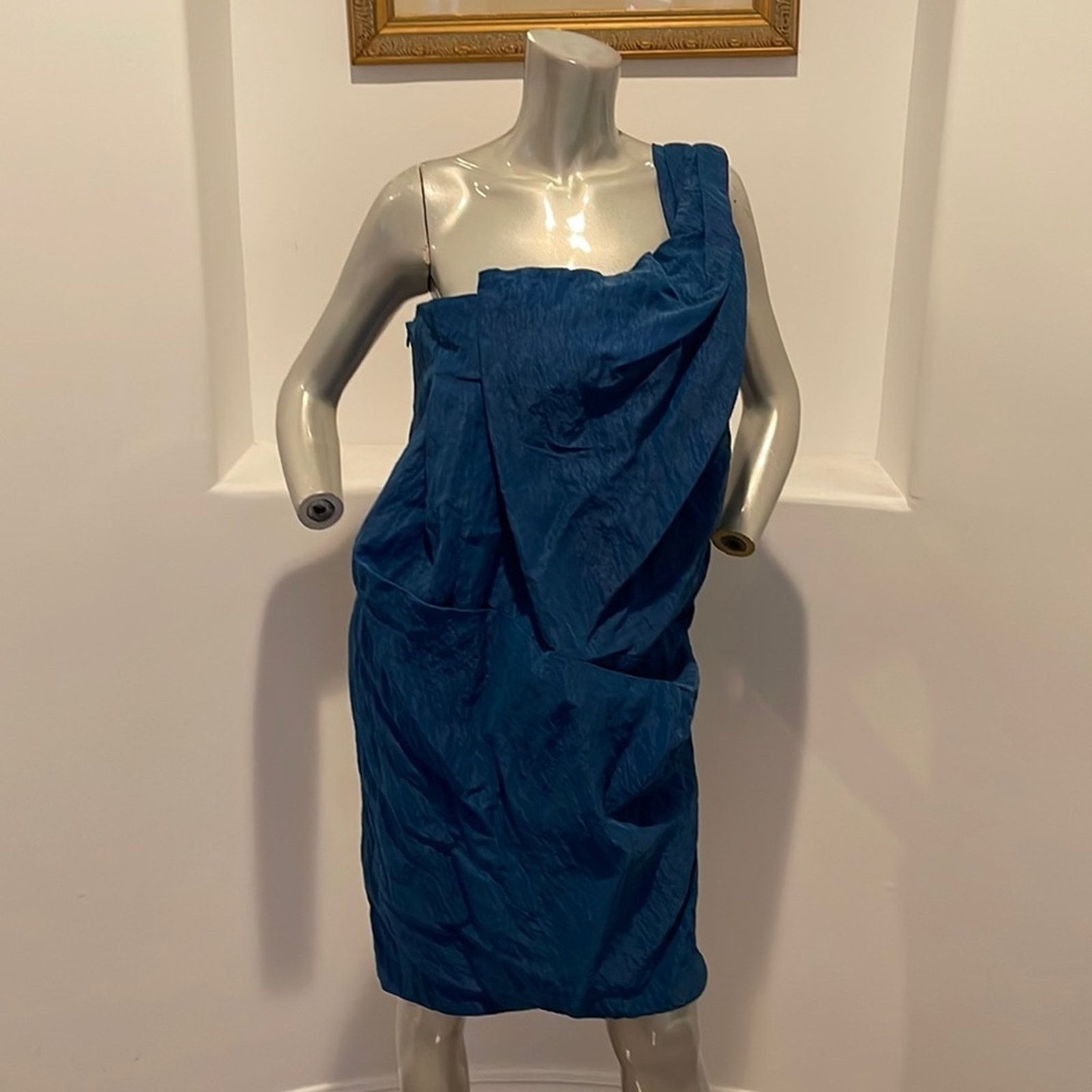 Ports 1961 Ports 1961 Runway One Shoulder Blue Sapphire Dress Size 10 Size L / US 10 / IT 46 - 3 Thumbnail
