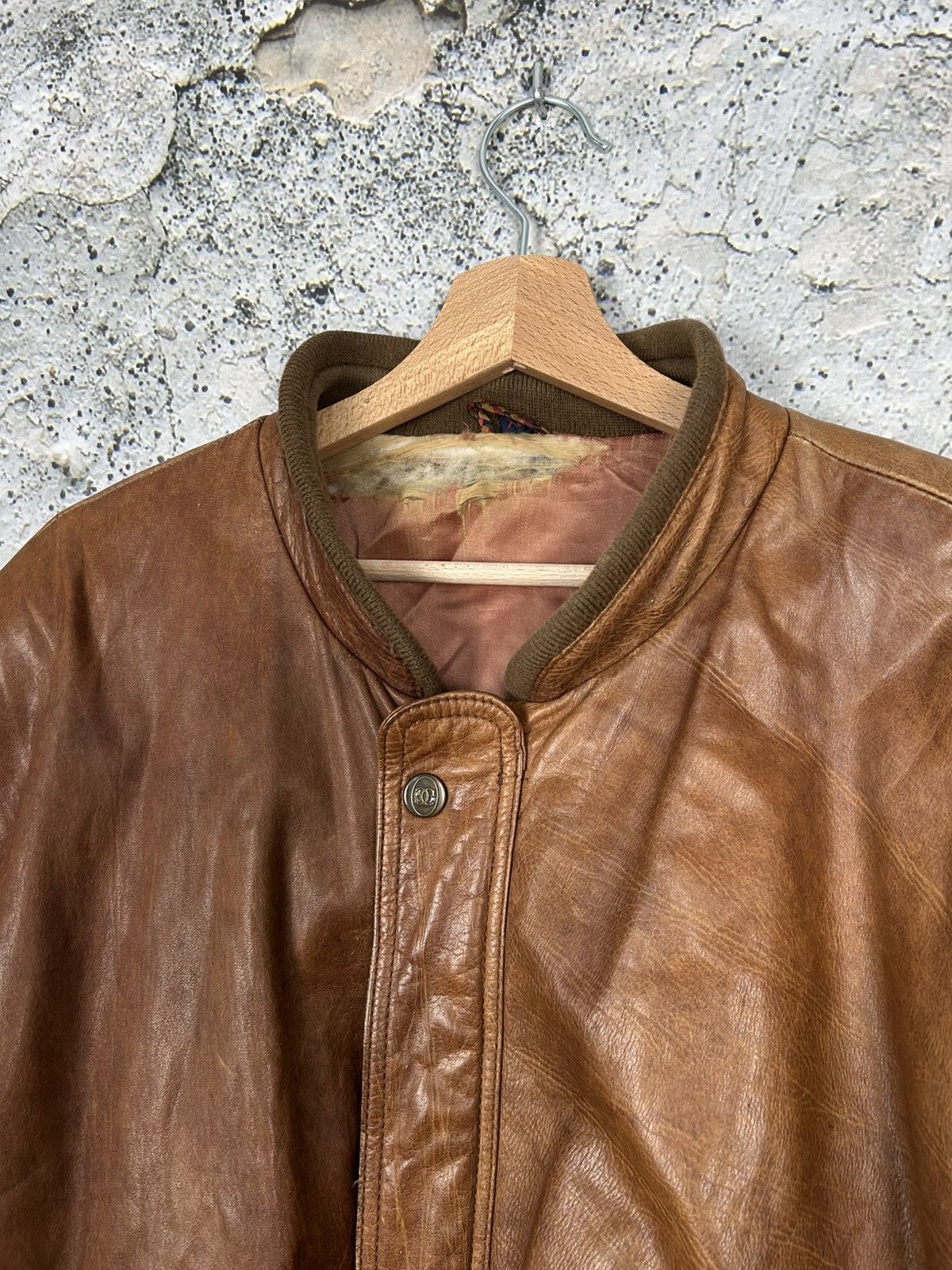 Genuine Leather Vintage Brown Leather Bomber Jacket Avant Garde Boxy 90s Size US L / EU 52-54 / 3 - 3 Thumbnail