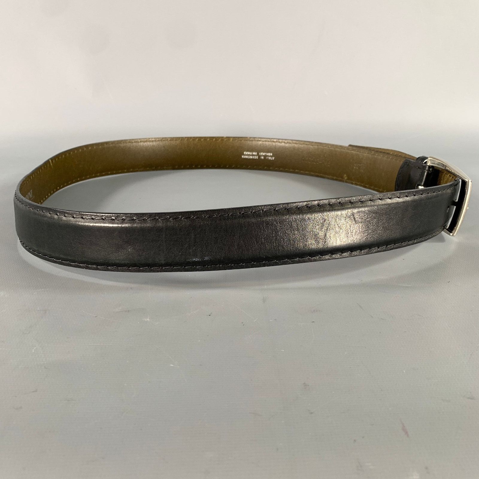 Other TARDINI Size 38 Black Crackled Leather Belt Size 38 - 2 Thumbnail