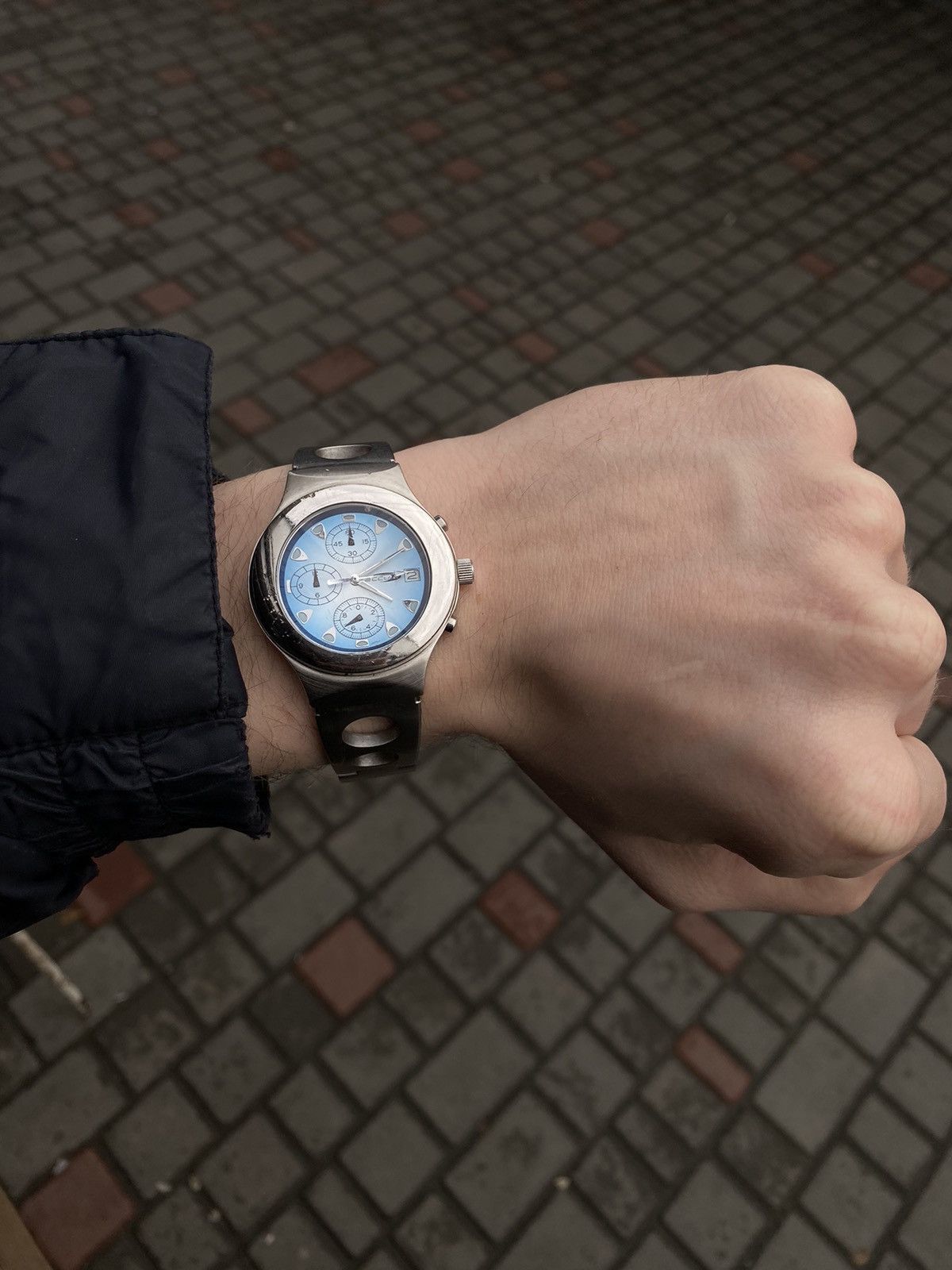 Japanese Brand × Vintage Sporty Chronograph Watch with Blue Dial, Japanese Brand Size ONE SIZE - 1 Thumbnail