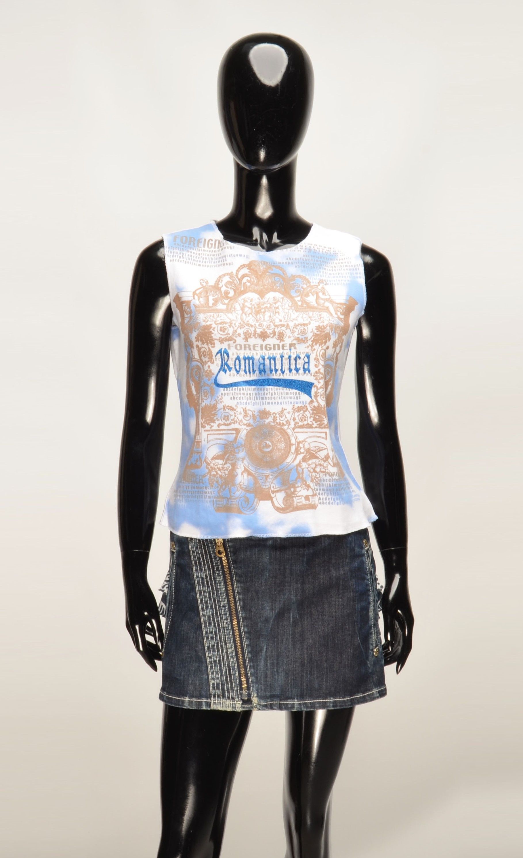 Vintage Foreigner Romantica Graphic Blue Tie Dye Y2K Tank Top Size M / US 6-8 / IT 42-44 - 1 Thumbnail