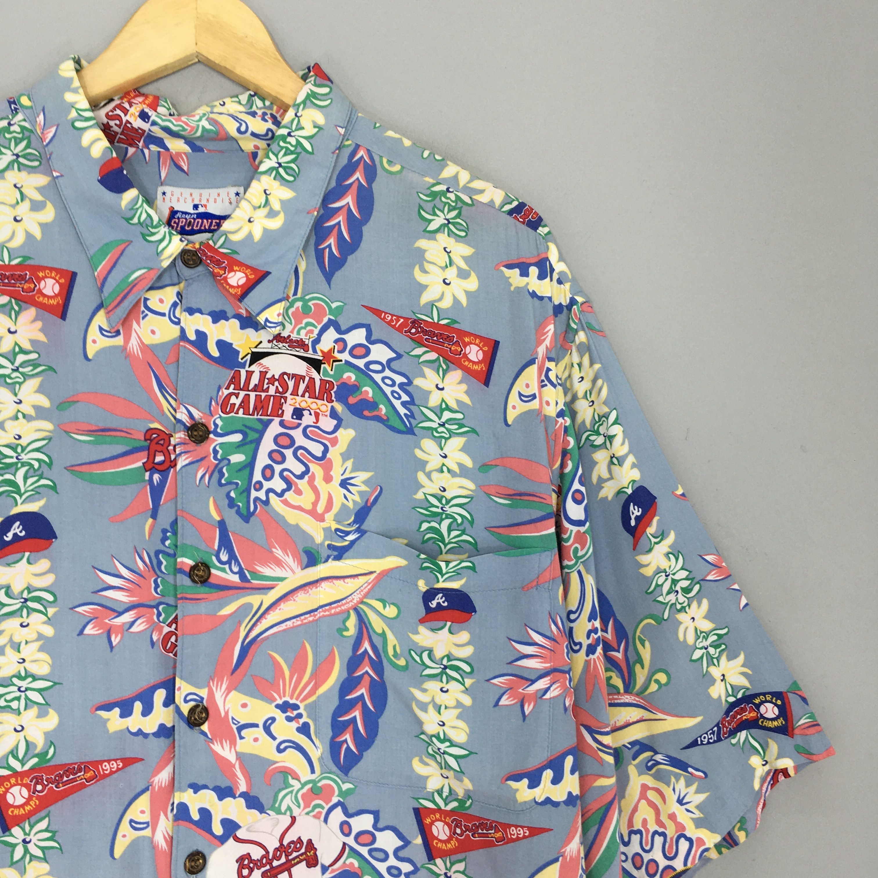 MLB × Reyn Spooner Vintage Reyn Spooner Hawaiian Atlanta Braves MLB Rayon Size US XXL / EU 58 / 5 - 2 Thumbnail