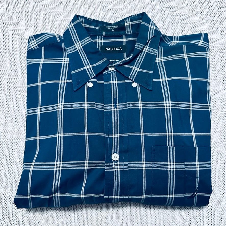 Nautica Nautica navy windowpane plaid button down shirt Size US L / EU 52-54 / 3 - 1 Thumbnail