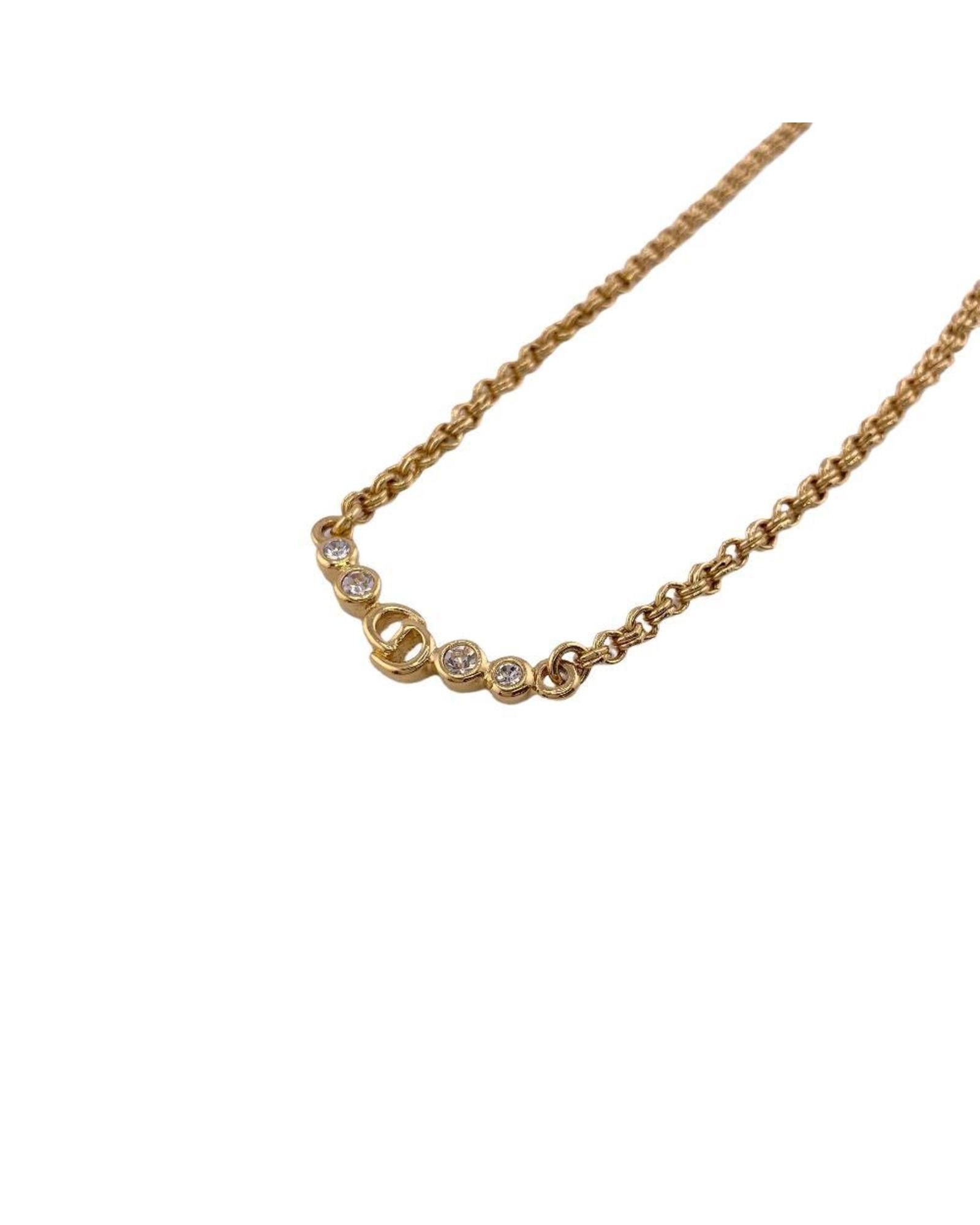 image of Dior Gold Plated Rhinestone Necklace, Women's