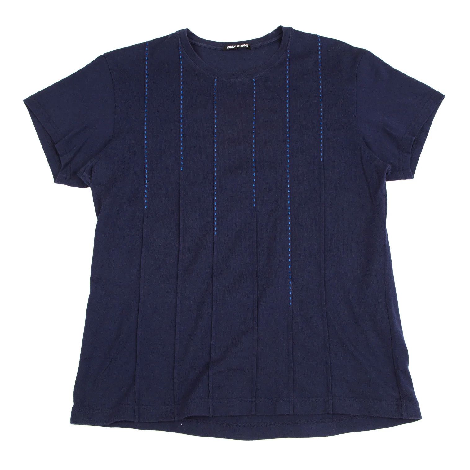 Issey Miyake Pintuck Stitch T-Shirt in Navy Blue Size 4 Size US XL / EU 56 / 4 - 1 Thumbnail