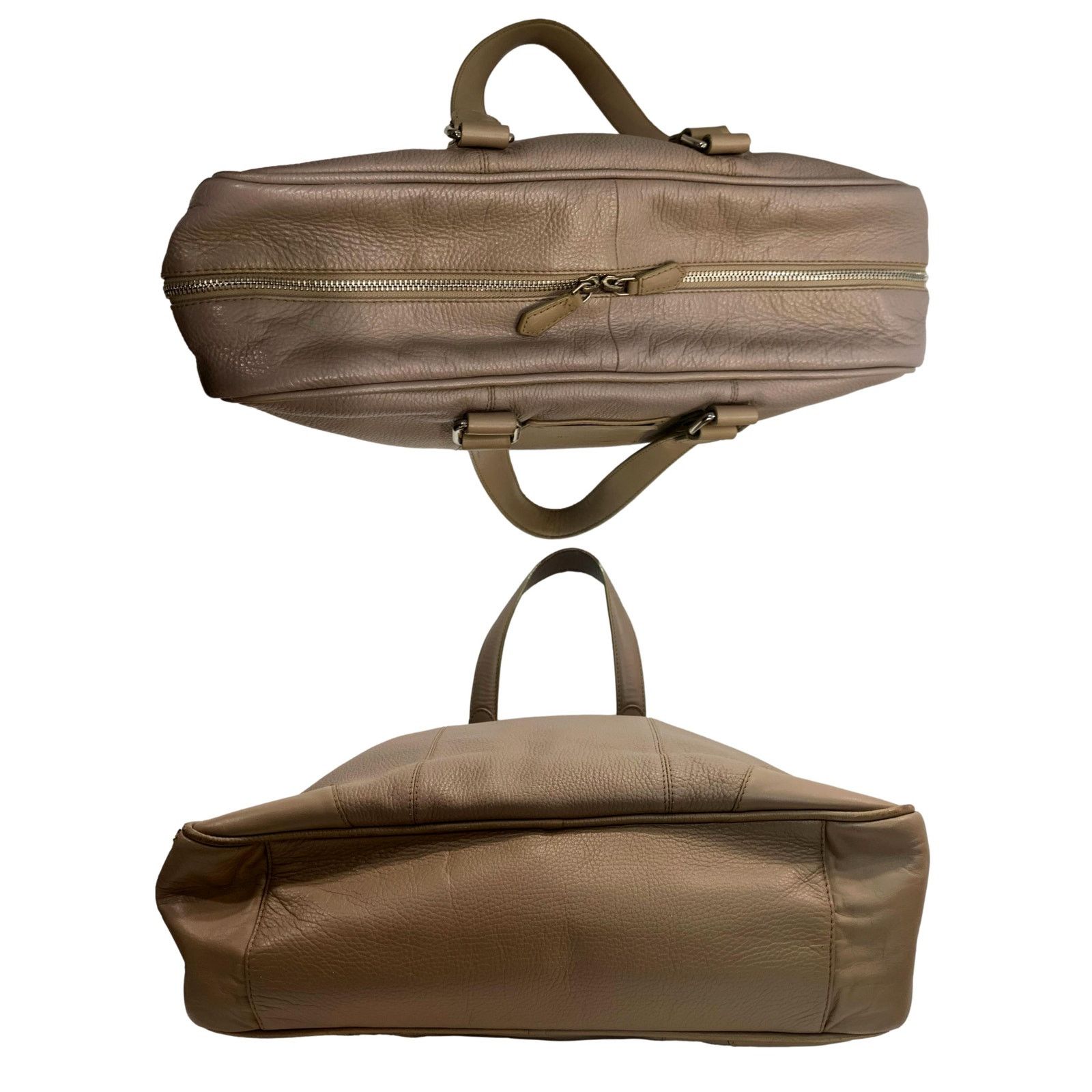 Reiss Reiss "Barrington" Taupe Leather Overnight Bag | Attache Size ONE SIZE - 3 Thumbnail
