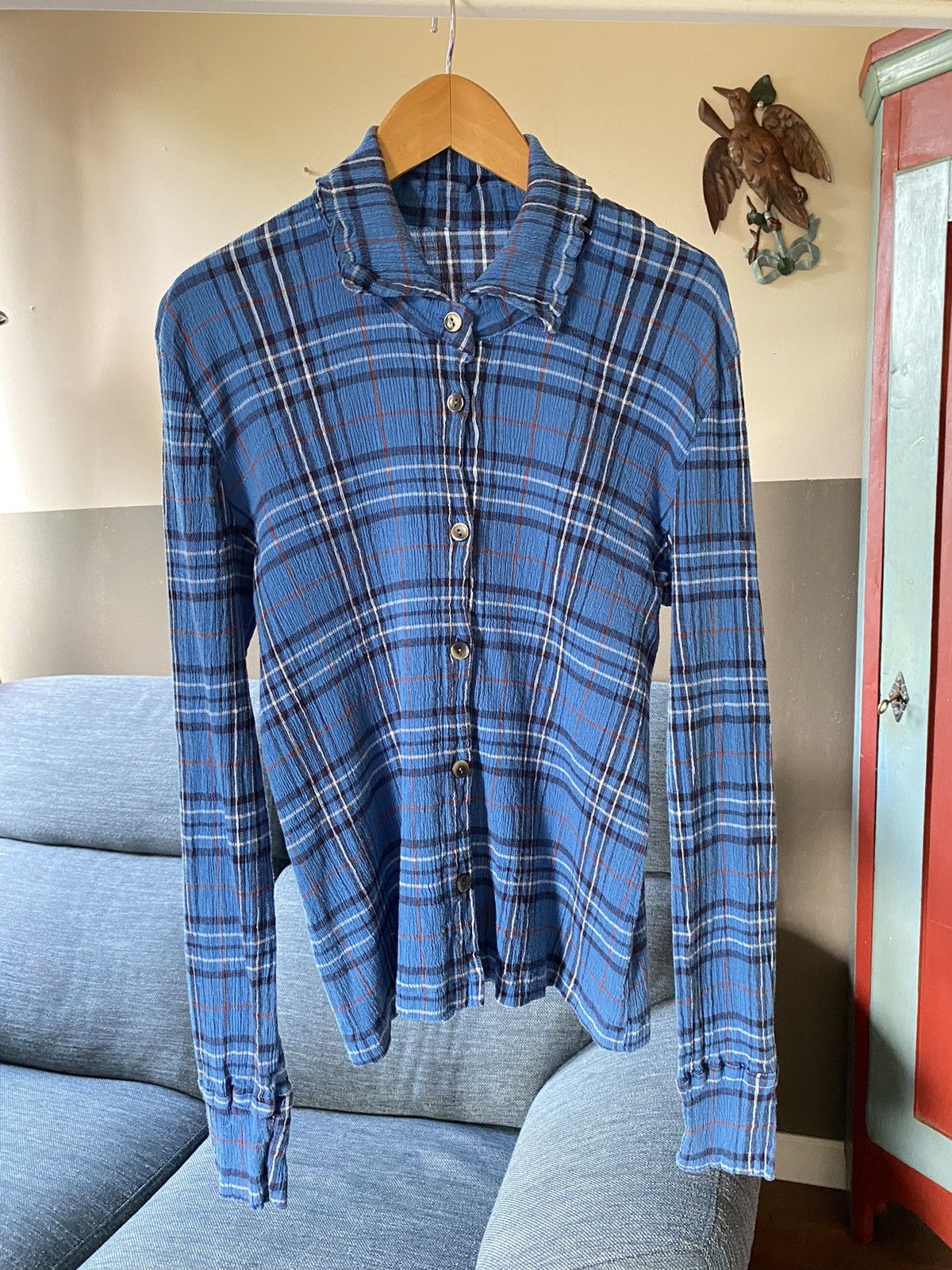Tsumori Chisato TSUMORI CHISATO Blue Plaid Button Pleated Shirt Size M / US 6-8 / IT 42-44 - 7 Thumbnail