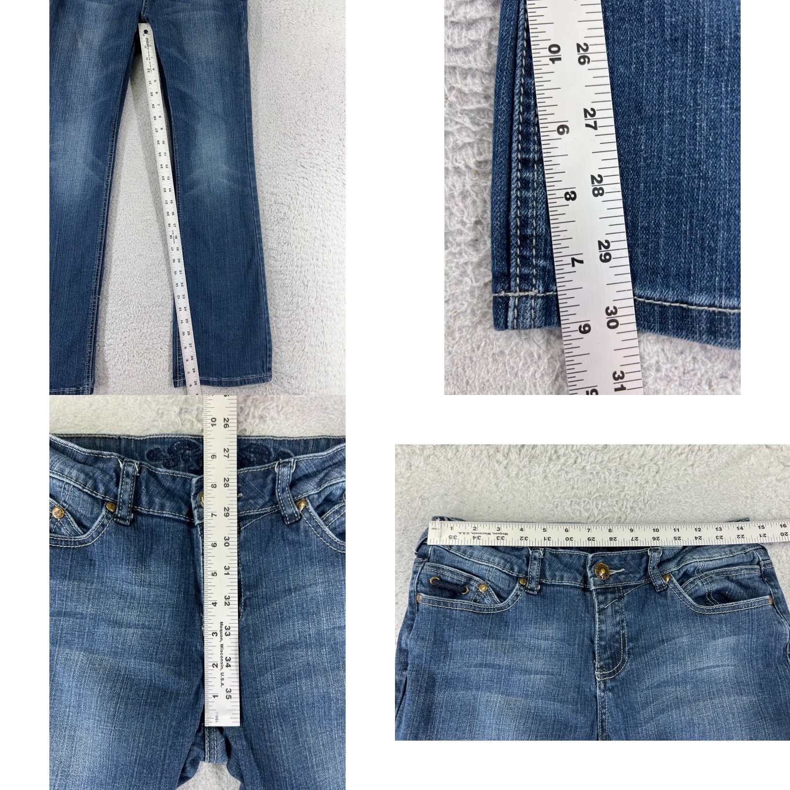 Vintage Wax Jeans Women's Jeans Bootcut Denim 27x30 Blue Cotton Blend Stretch 11 Regular Low Rise 5-Pocket Logo Button Embroidered Vintage No N/A Size 32" / US 10 / IT 46 - 8 Thumbnail