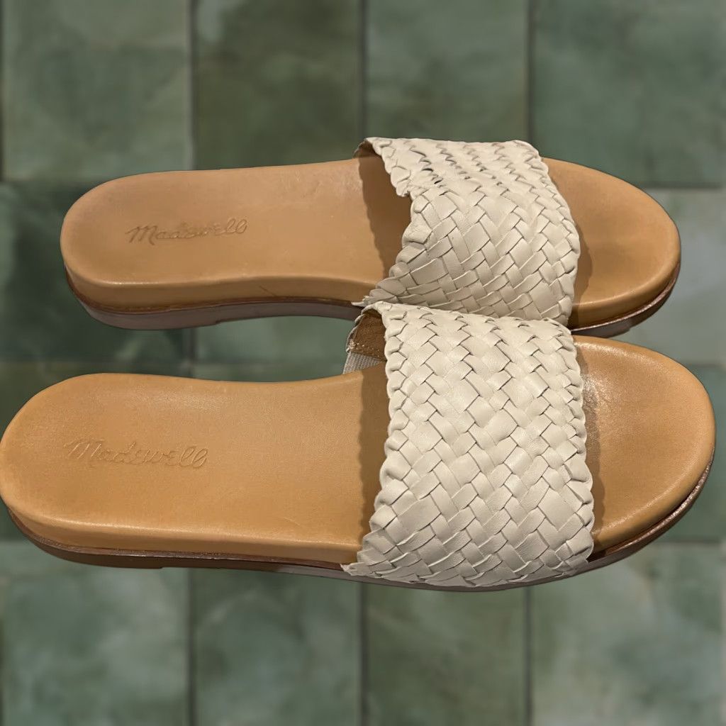 Madewell Madewell Womens Ne502 White Slides Size 8 - Slide, Leather, Flat, White, Women, Size 8 Size US 8 / IT 38 - 1 Thumbnail